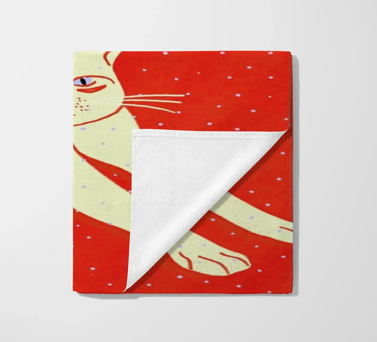 White Cat On Red Background telo mare da Be Mart