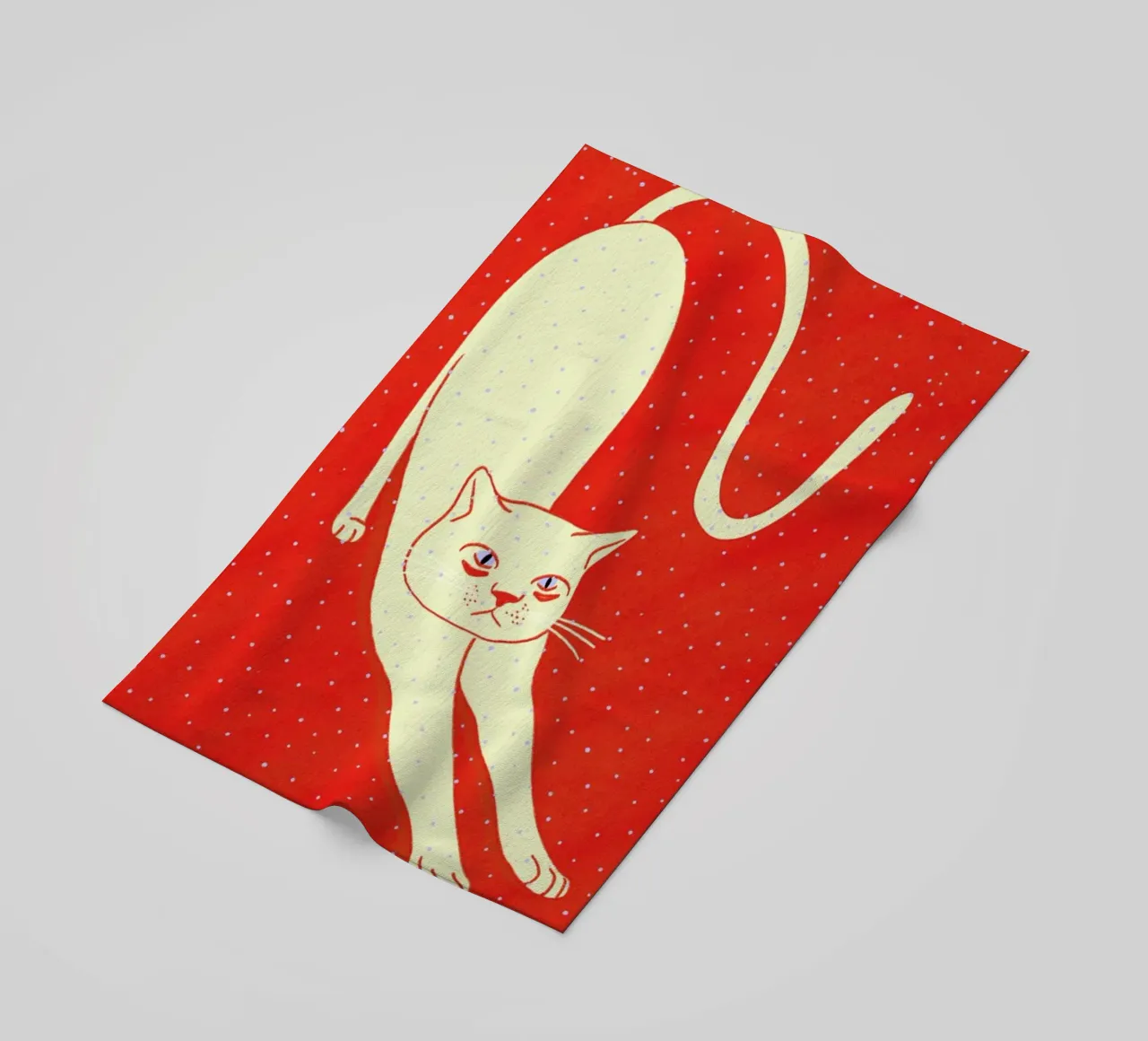 White Cat On Red Background telo mare da Be Mart