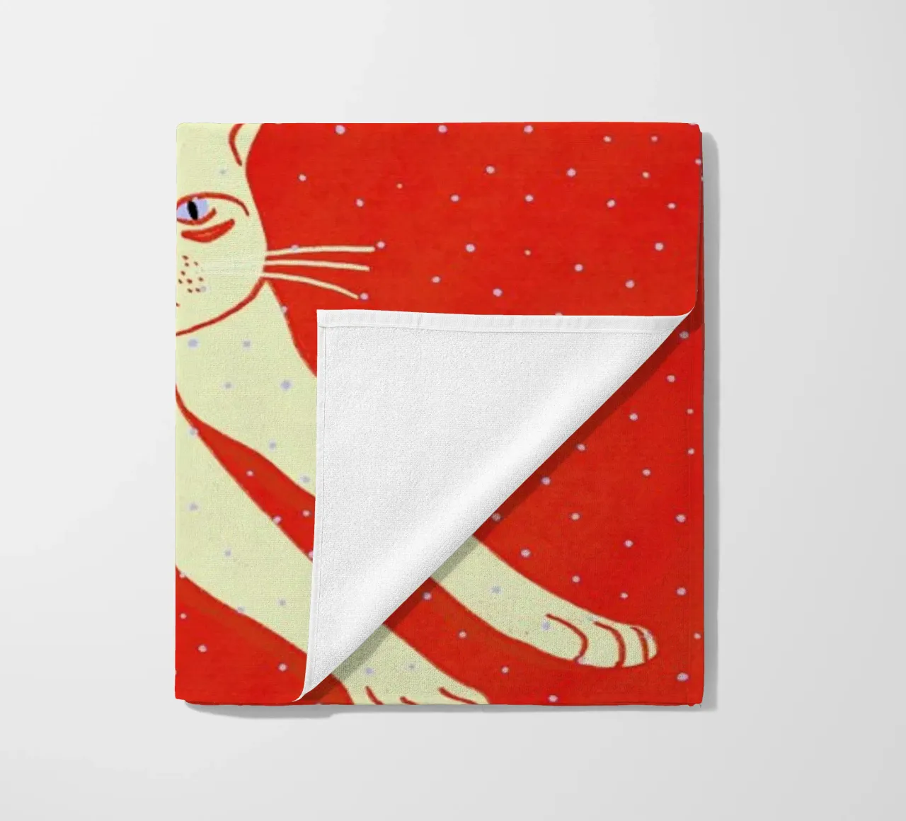 White Cat On Red Background telo mare da Be Mart