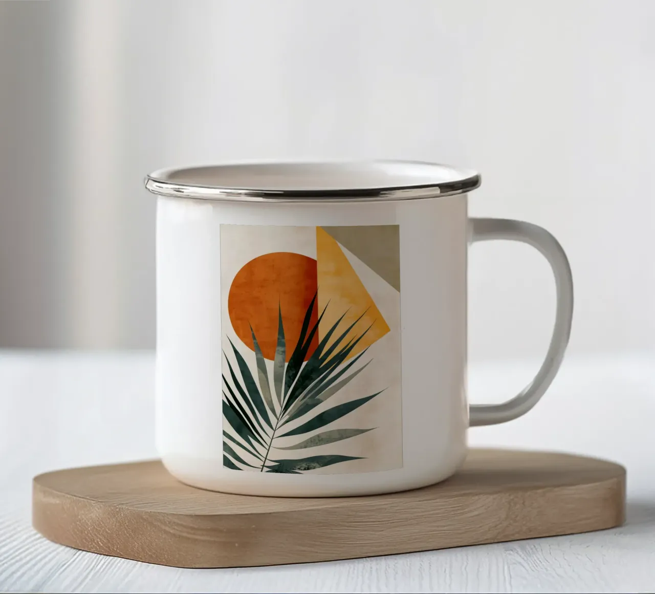 Palmwedel Botanik abstrakte Kunst Emaille Tasse von Studio Verde