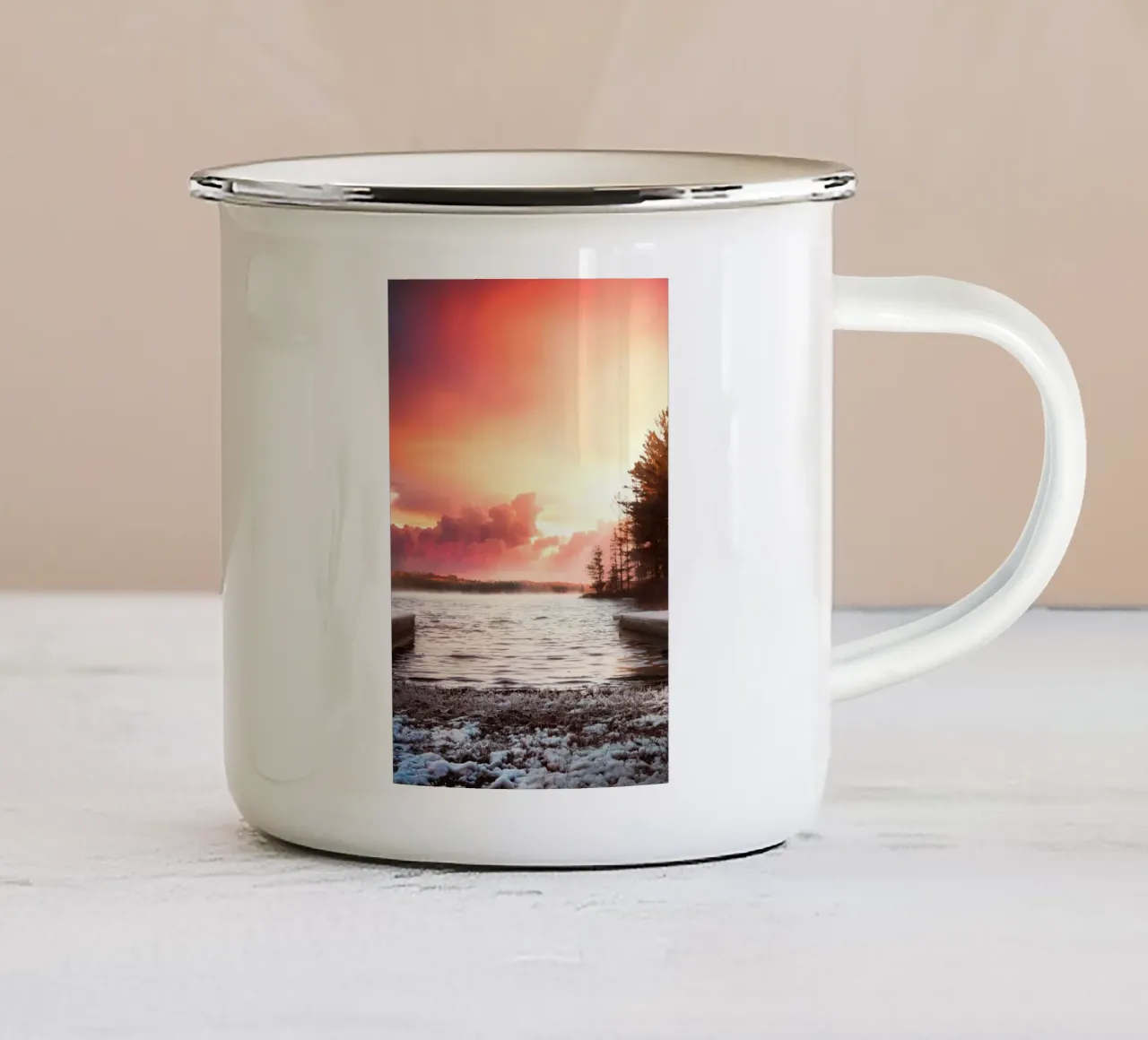 Un'alba rosa tazza in smalto da Peace