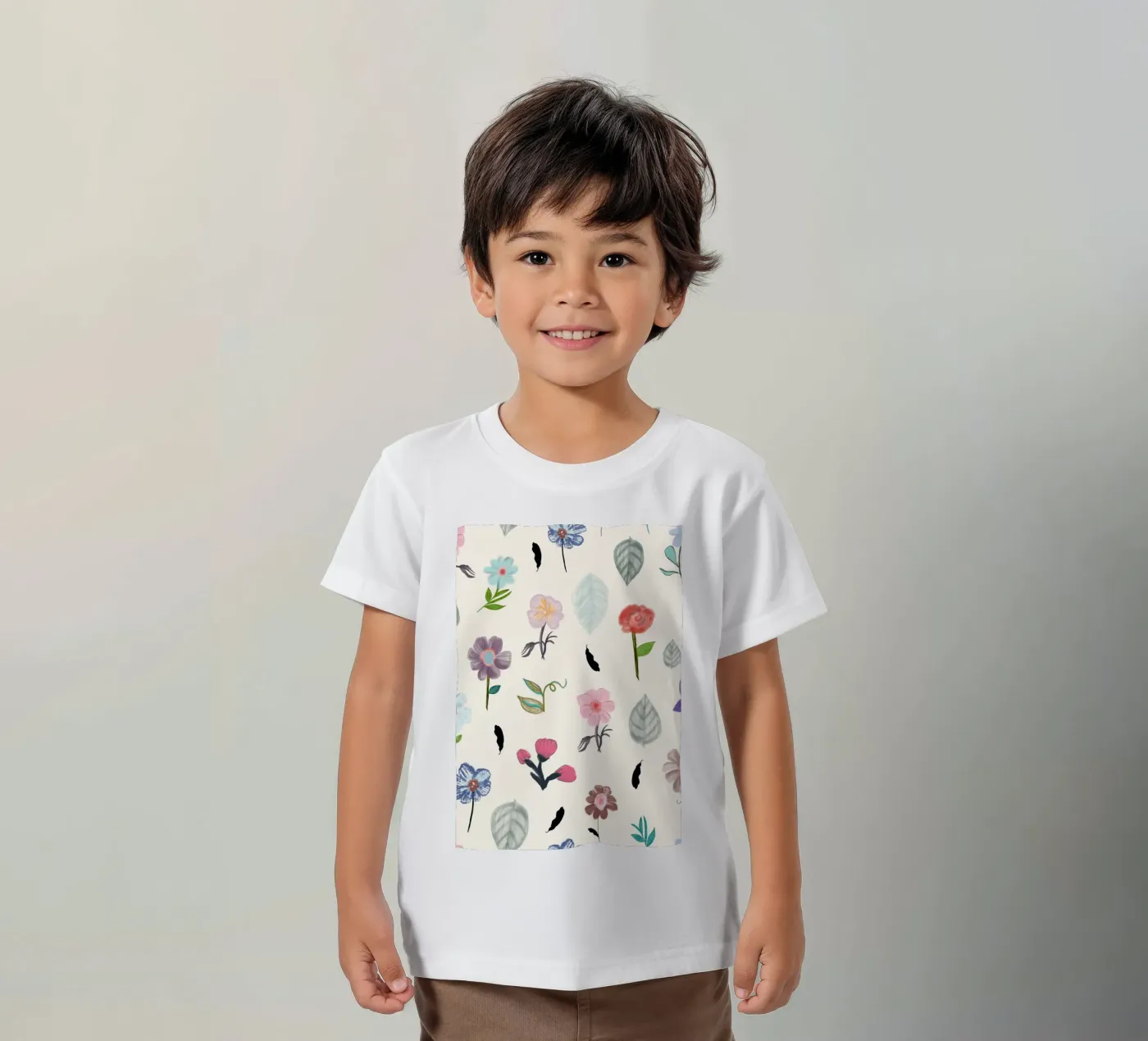 Delicato motivo floreale stampato t-shirt bambini da gulsengunel