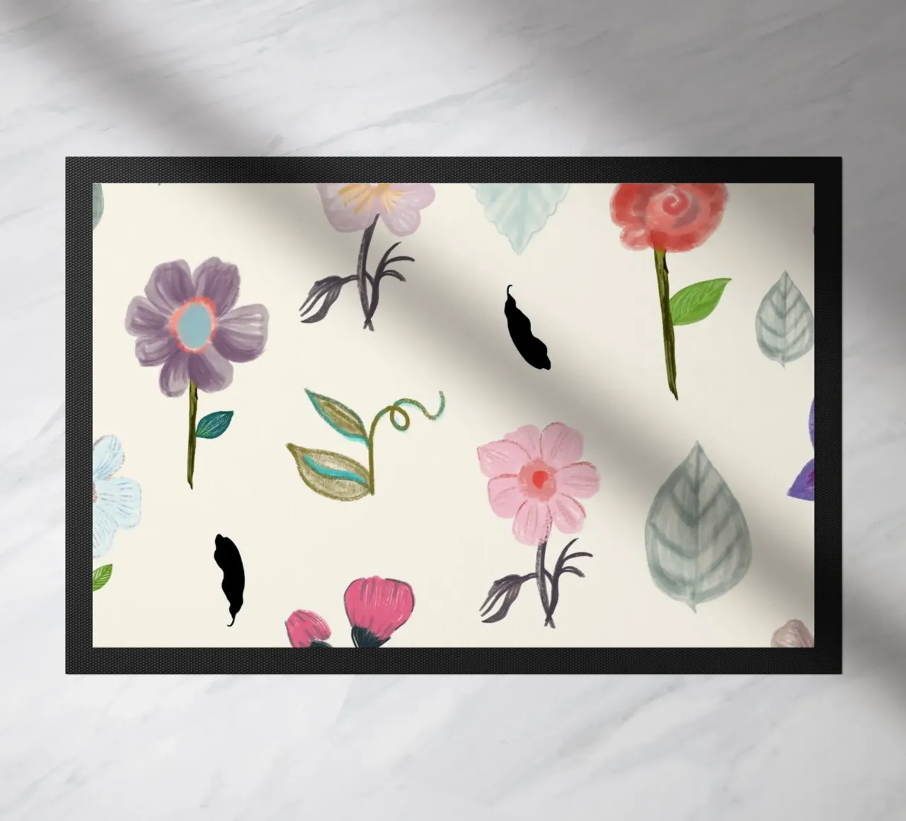 Delicate pressed floral pattern doormat by gulsengunel