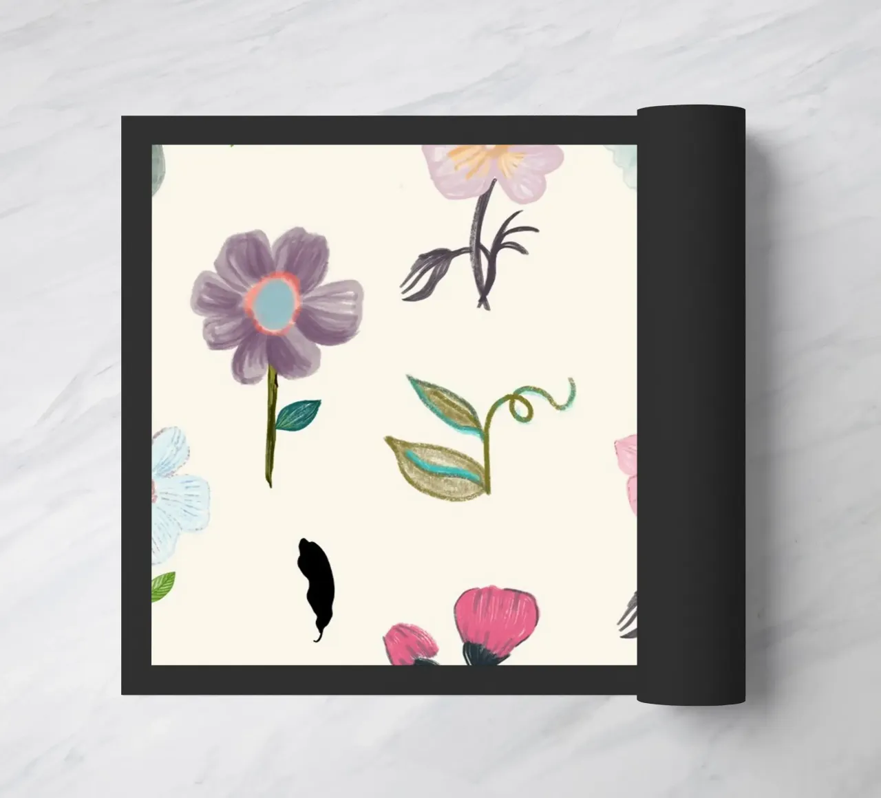 Delicate pressed floral pattern doormat by gulsengunel