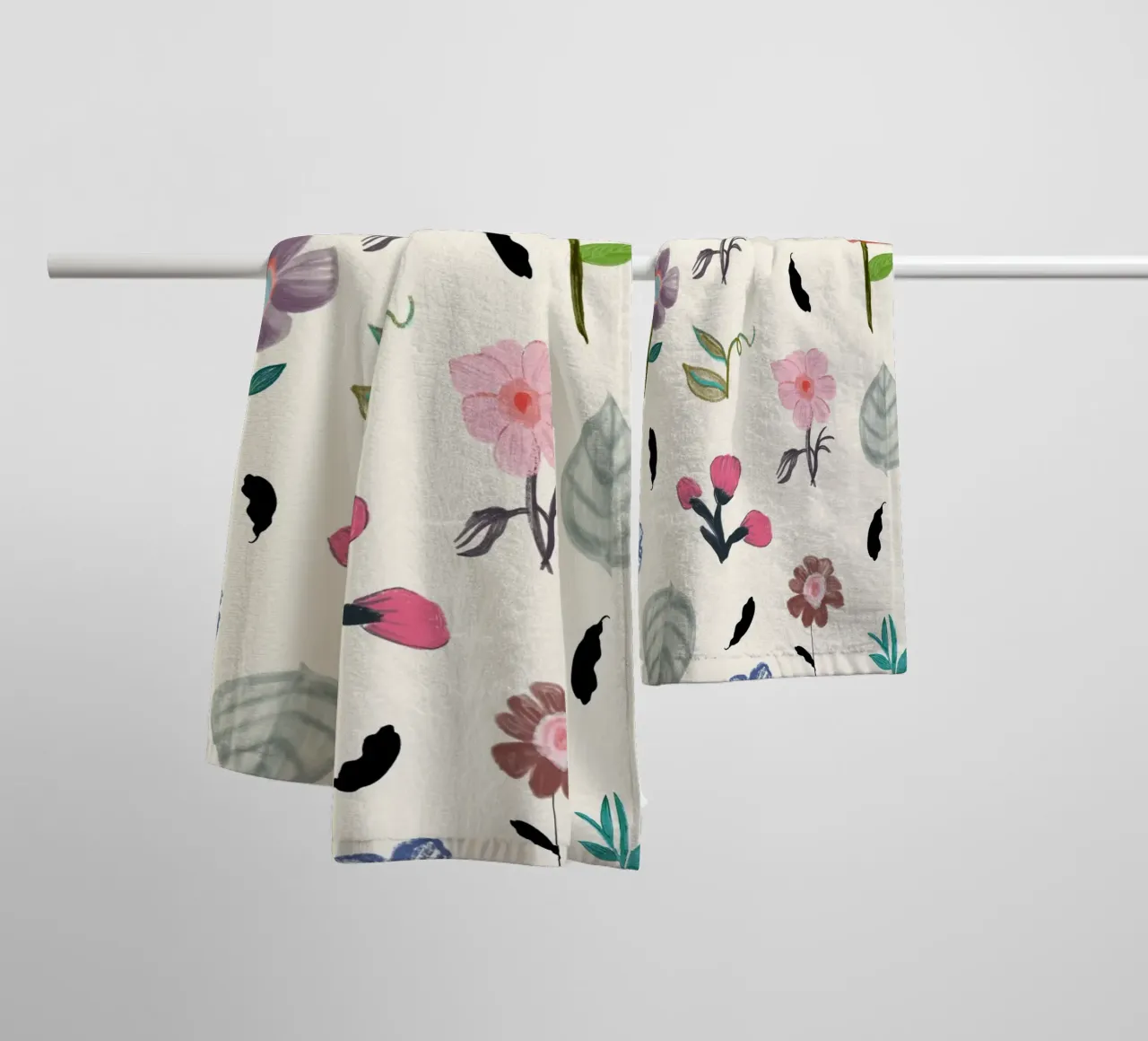 Delicate pressed floral pattern towel by gulsengunel