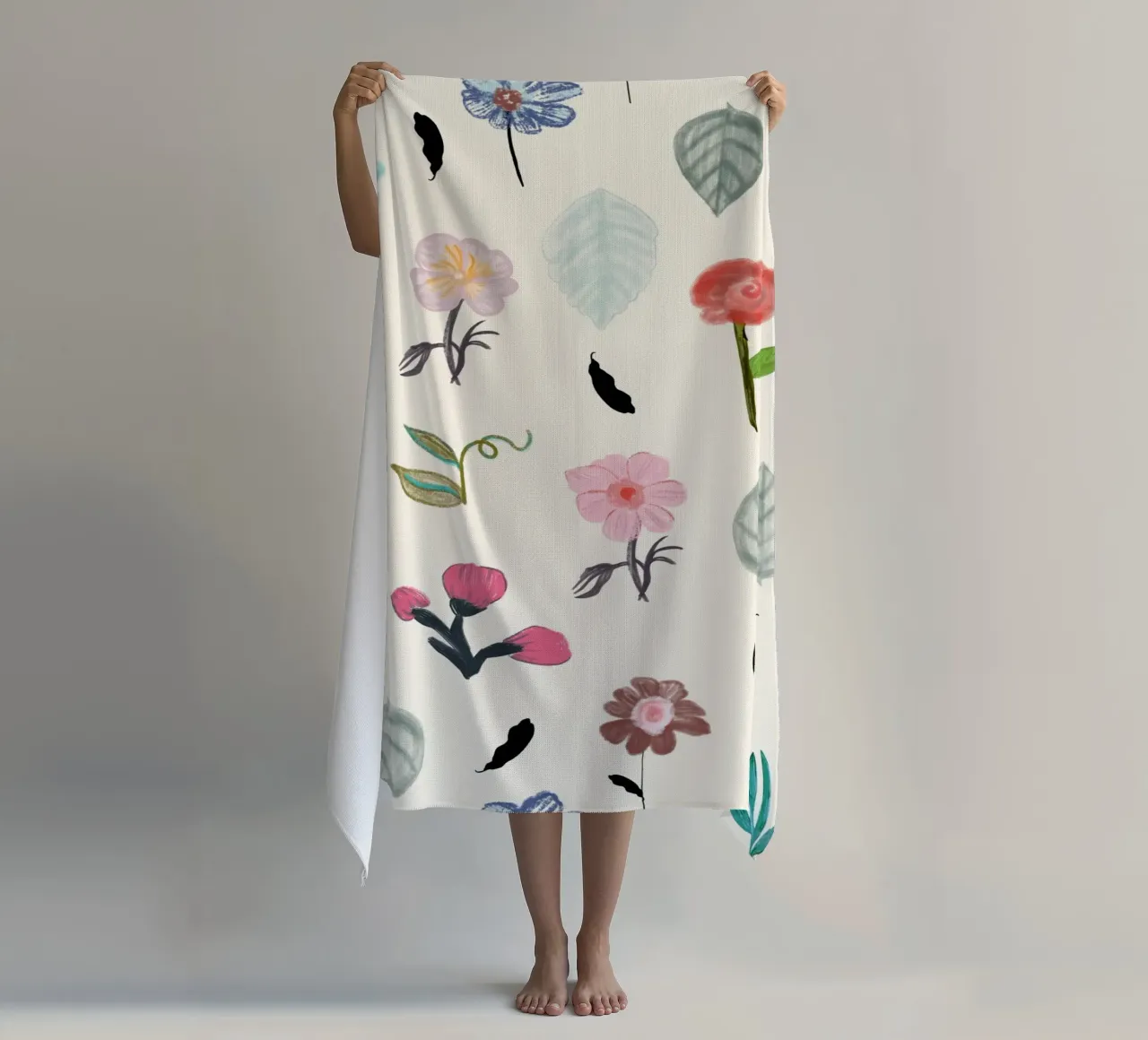 Delicato motivo floreale stampato telo mare da gulsengunel