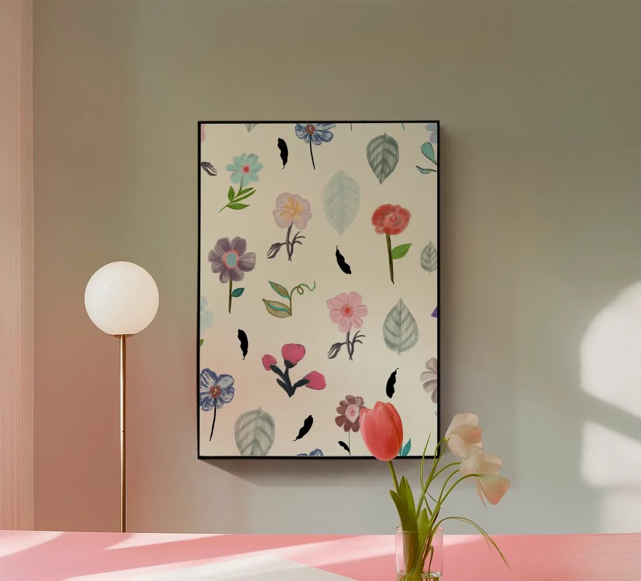 Motif floral délicatement pressé plexiglas de gulsengunel