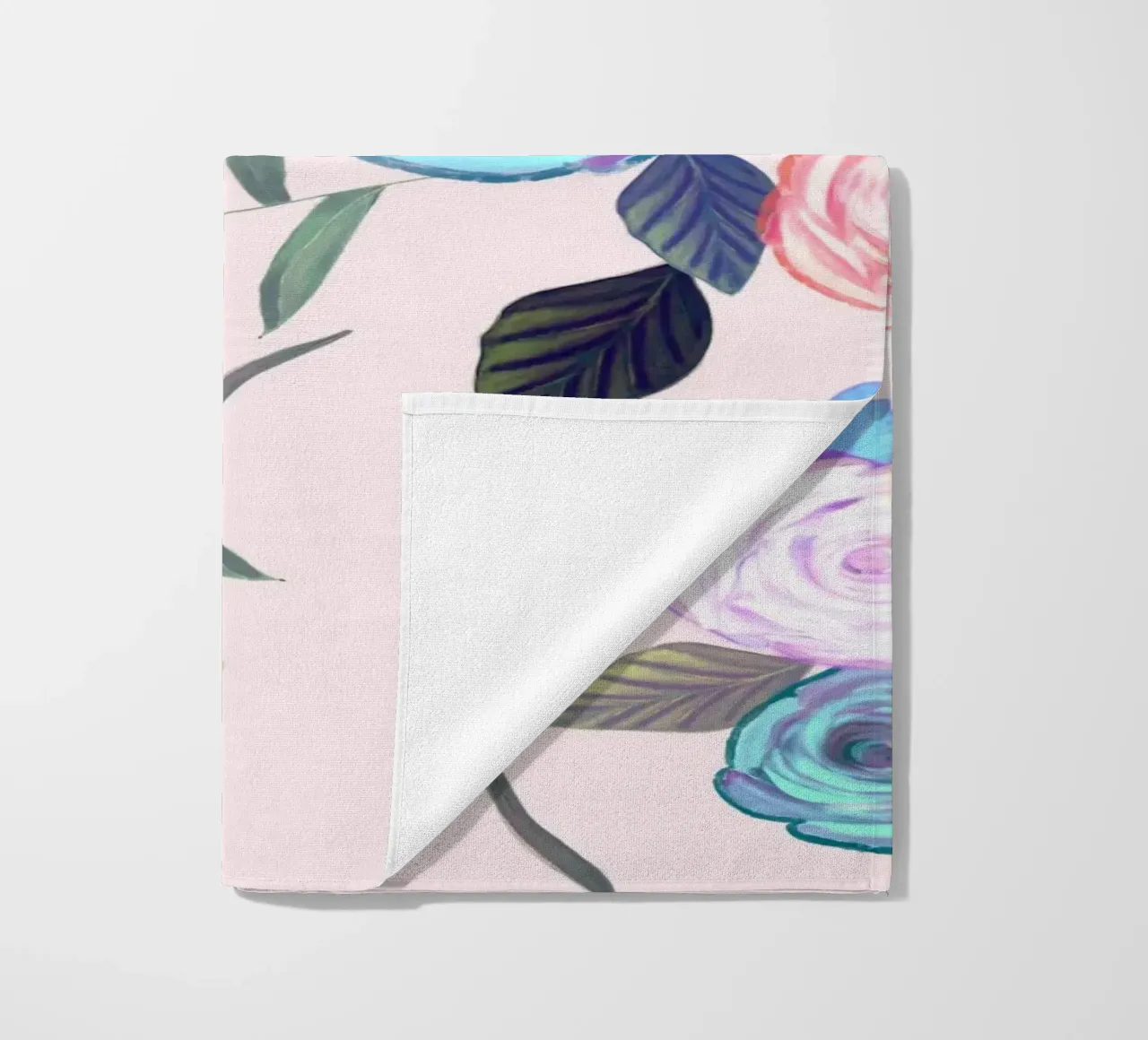 Dark flower pattern pink beach towel by gulsengunel