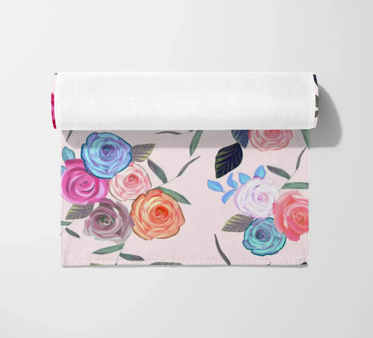 Dark flower pattern pink beach towel by gulsengunel