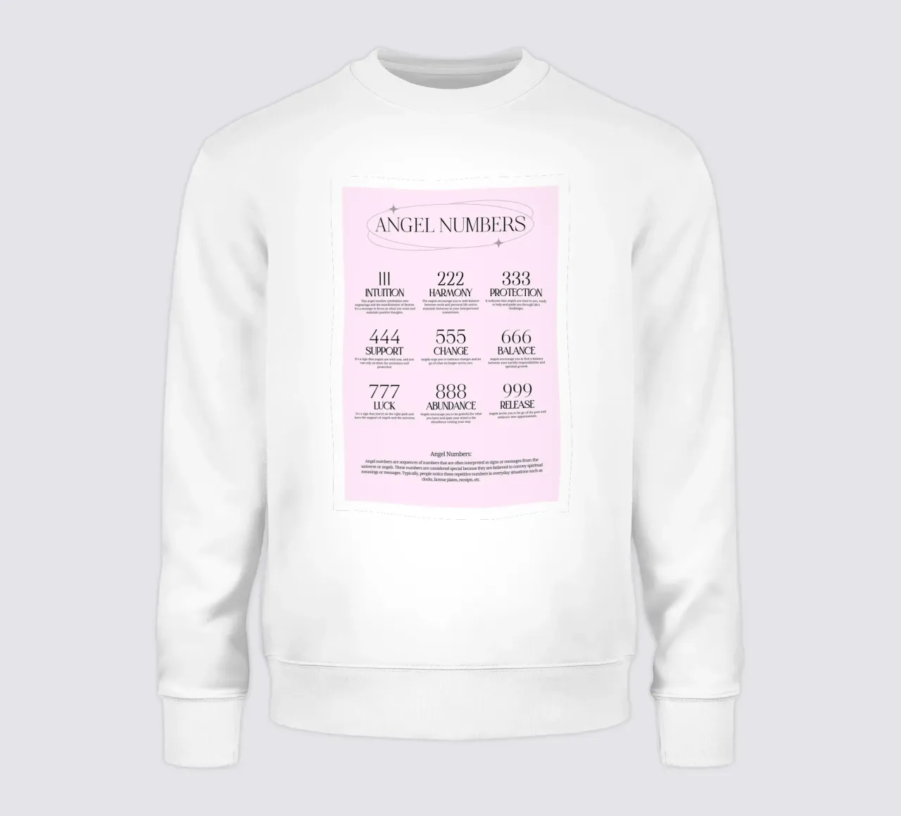 Tableau des nombres des anges - Significations spirituelles et guide sweat de homdeco