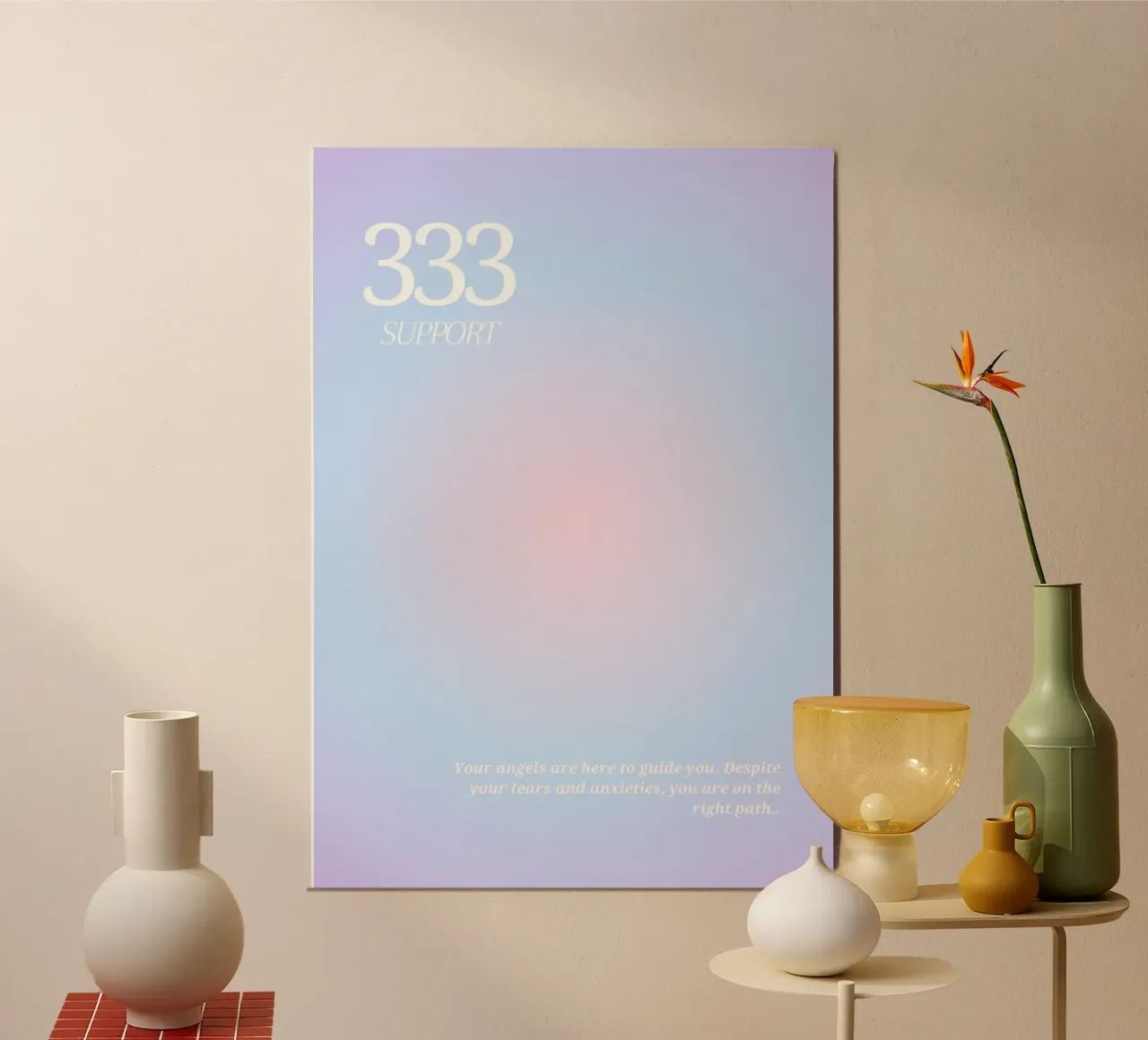 Numero dell'angelo 333 Aura Gradient Print - Supporto e percorso alluminio dibond da homdeco