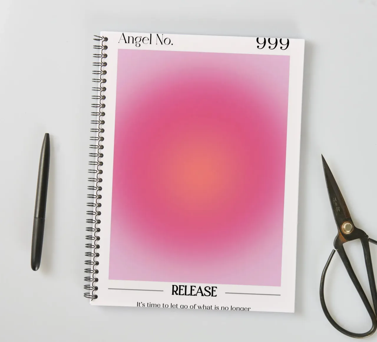 Angel Number 999 Aura Gradient Print - Release & Growth spiral notebook by homdeco
