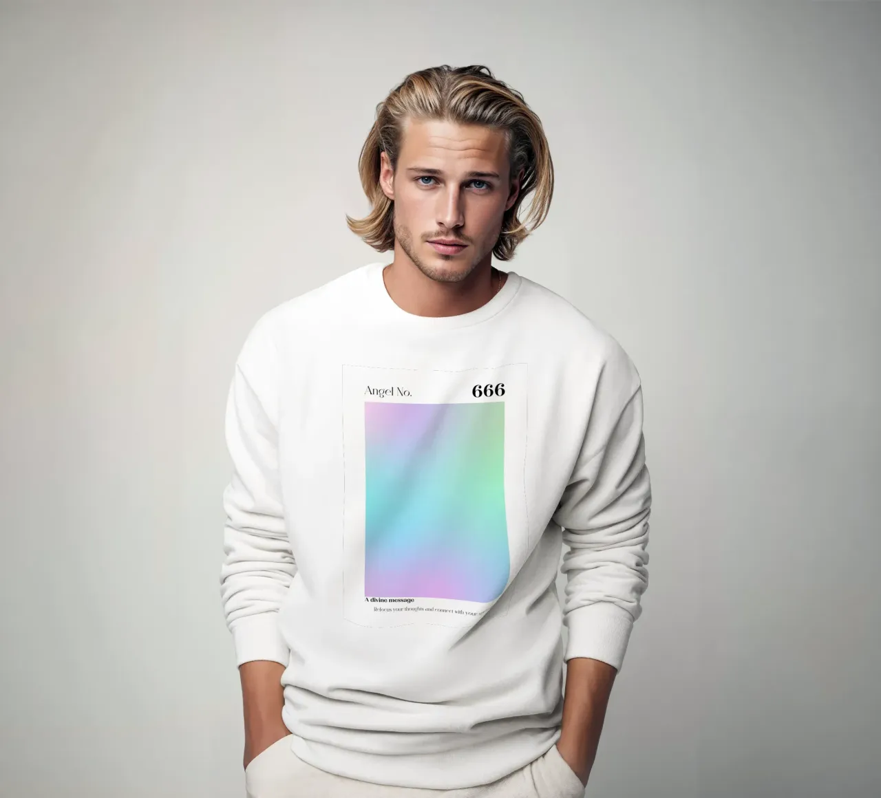 Angel Number 666 Aura Gradient Print - Divine Message sweatshirt by homdeco