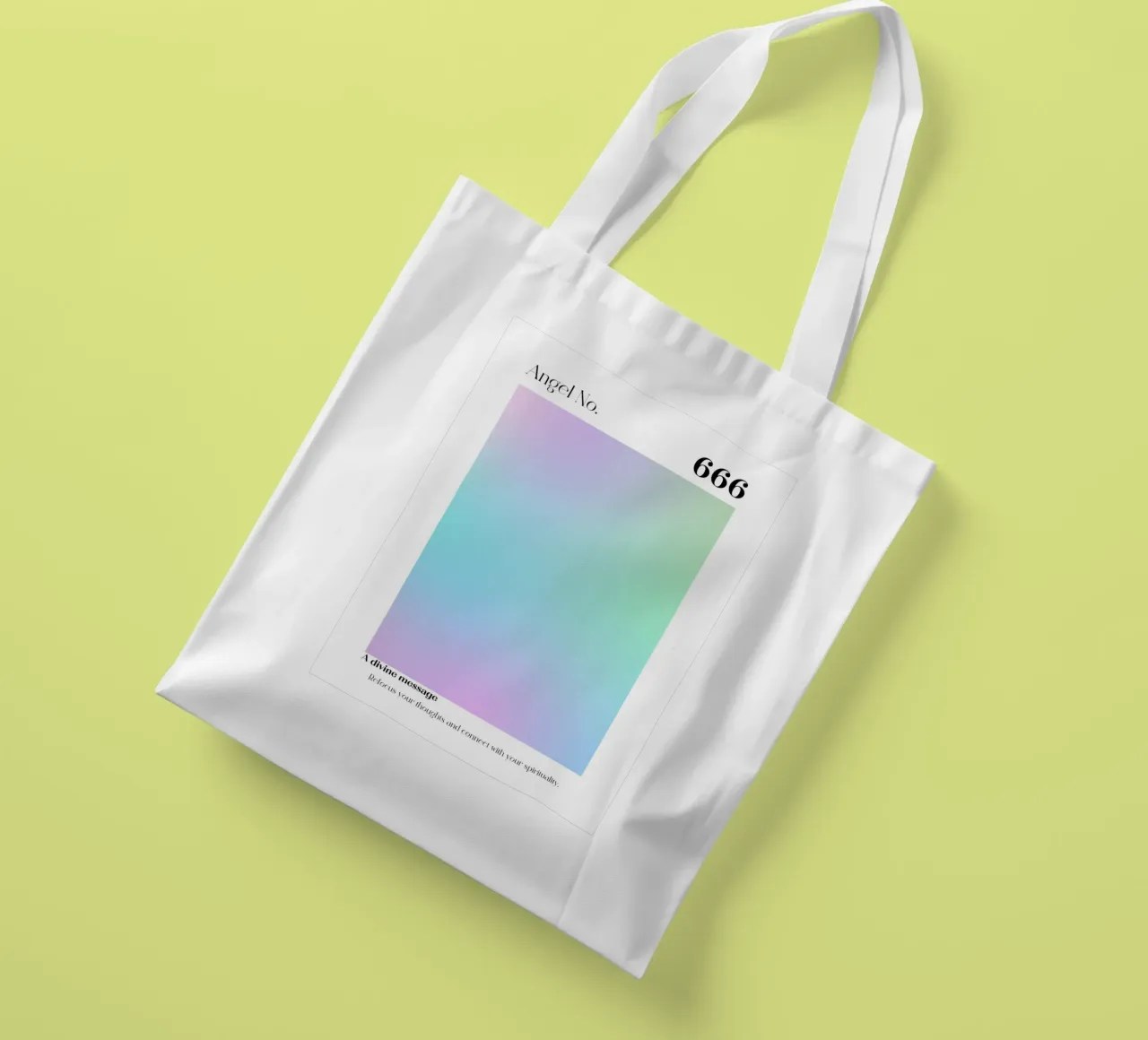 Engelen Nummer 666 Aura Kleurverloop Print - Goddelijke Boodschap jute draagtas van homdeco