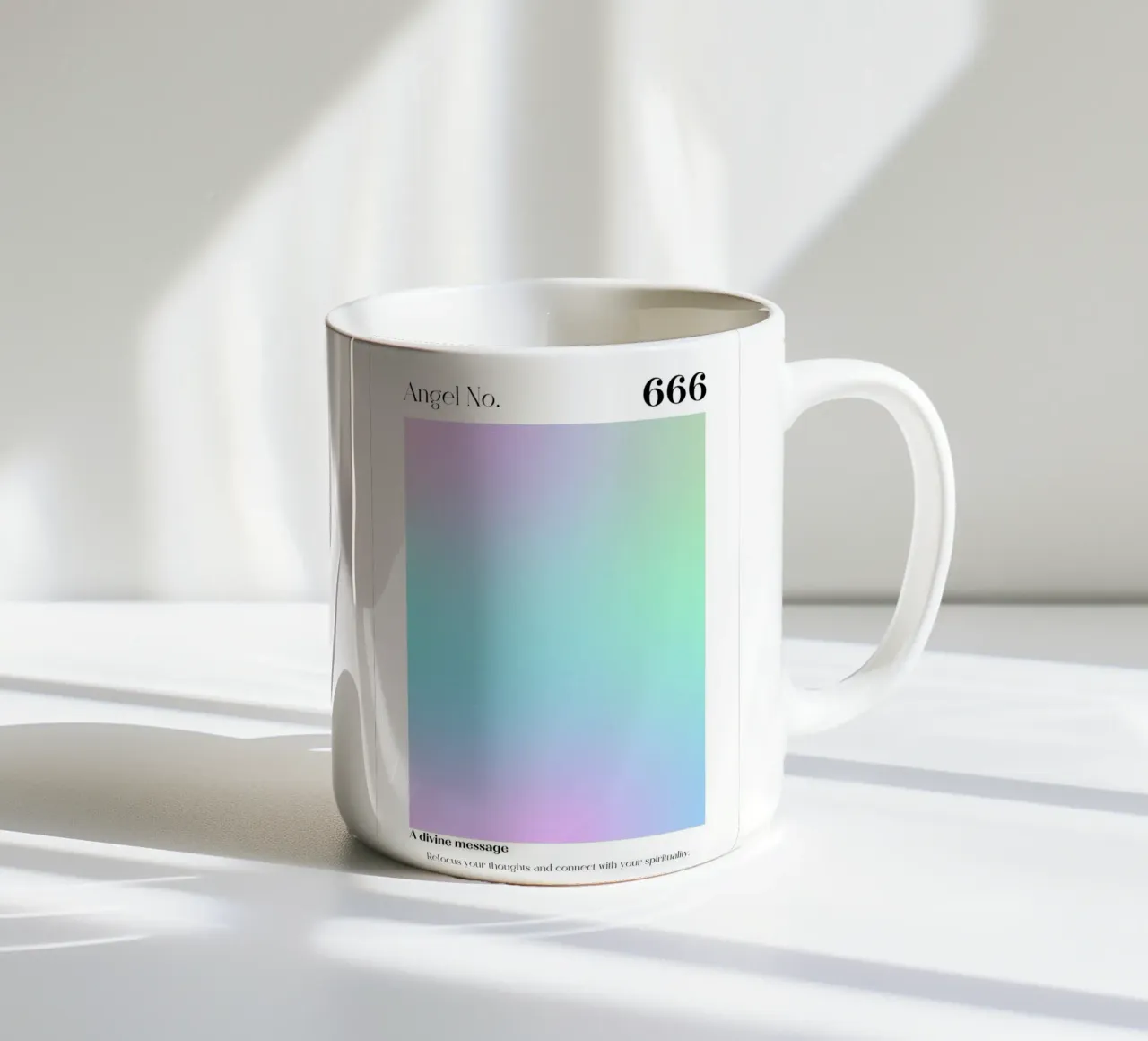 Engelen Nummer 666 Aura Kleurverloop Print - Goddelijke Boodschap keramische mok van homdeco