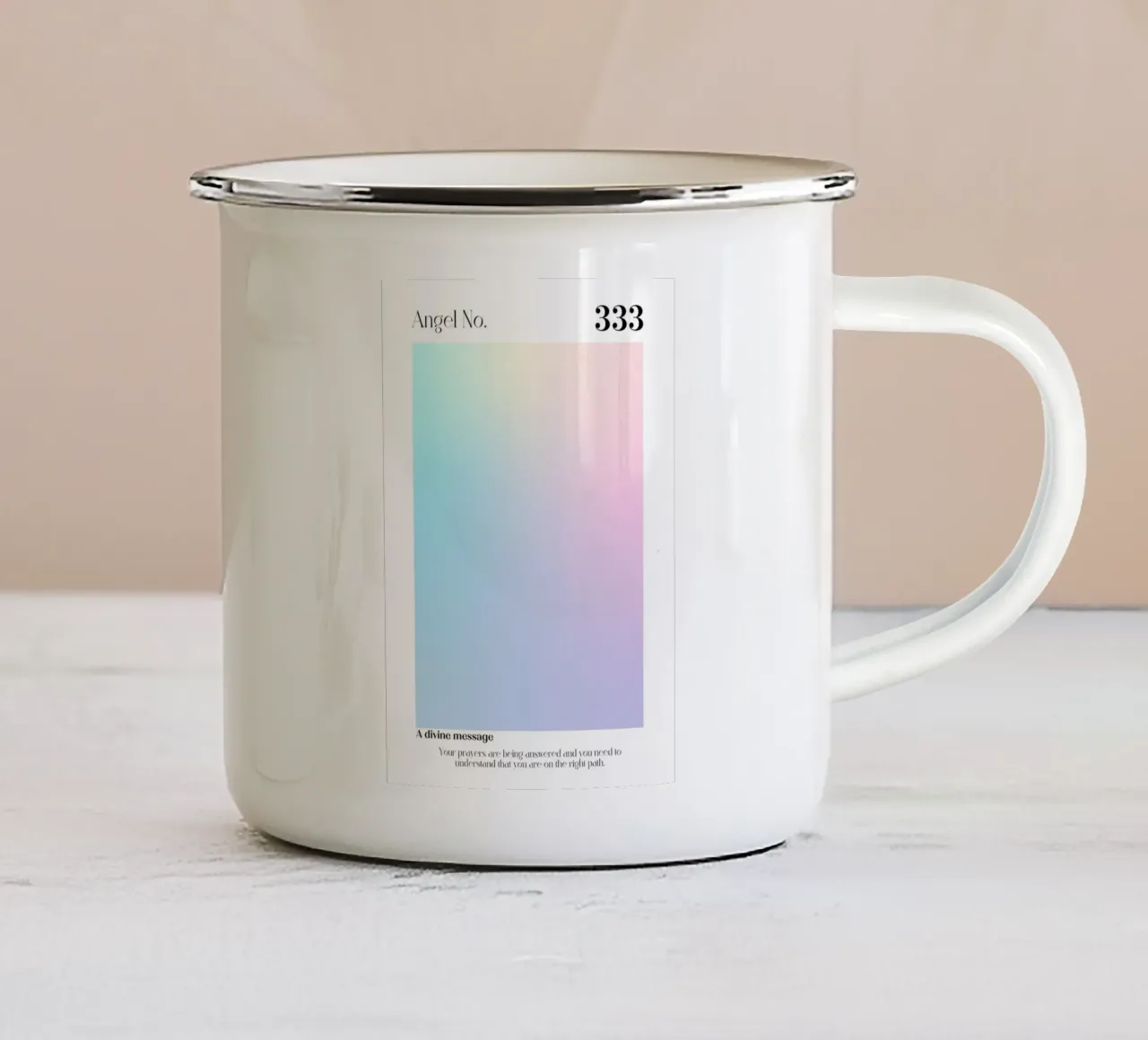 Angelo Numero 333 Aura Gradient Print - Sentiero Divino tazza in smalto da homdeco