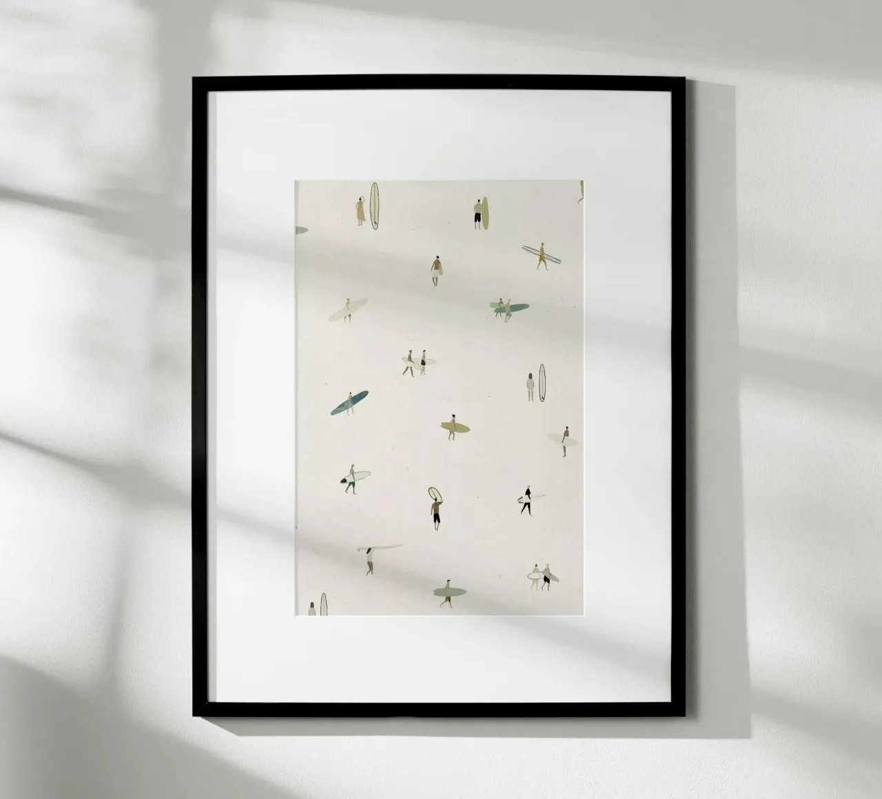 Tiny Surfers poster con telaio in alluminio da Isabelle Vandeplassche
