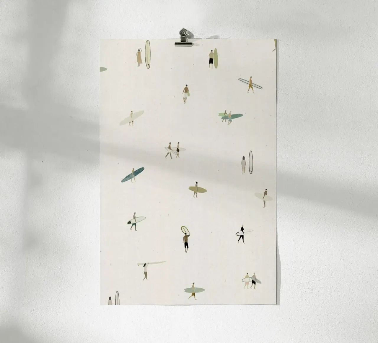 Tiny Surfers poster con telaio in alluminio da Isabelle Vandeplassche