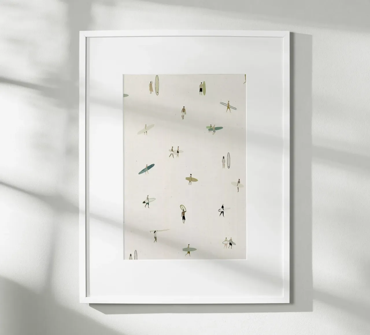 Tiny Surfers poster con telaio in alluminio da Isabelle Vandeplassche