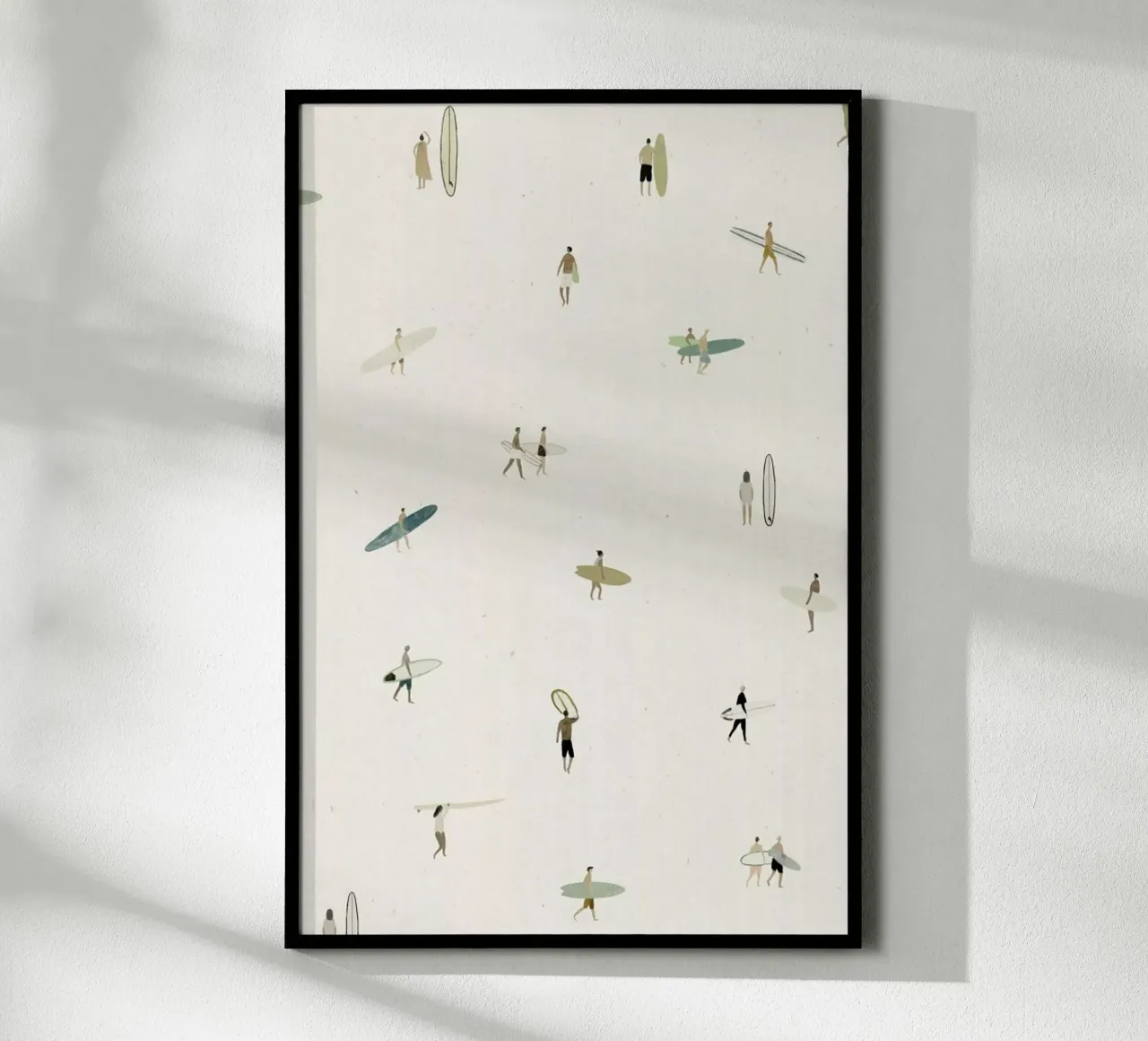 Tiny Surfers poster con telaio in alluminio da Isabelle Vandeplassche