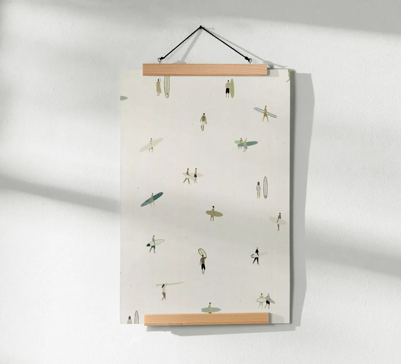 Tiny Surfers poster con telaio in alluminio da Isabelle Vandeplassche