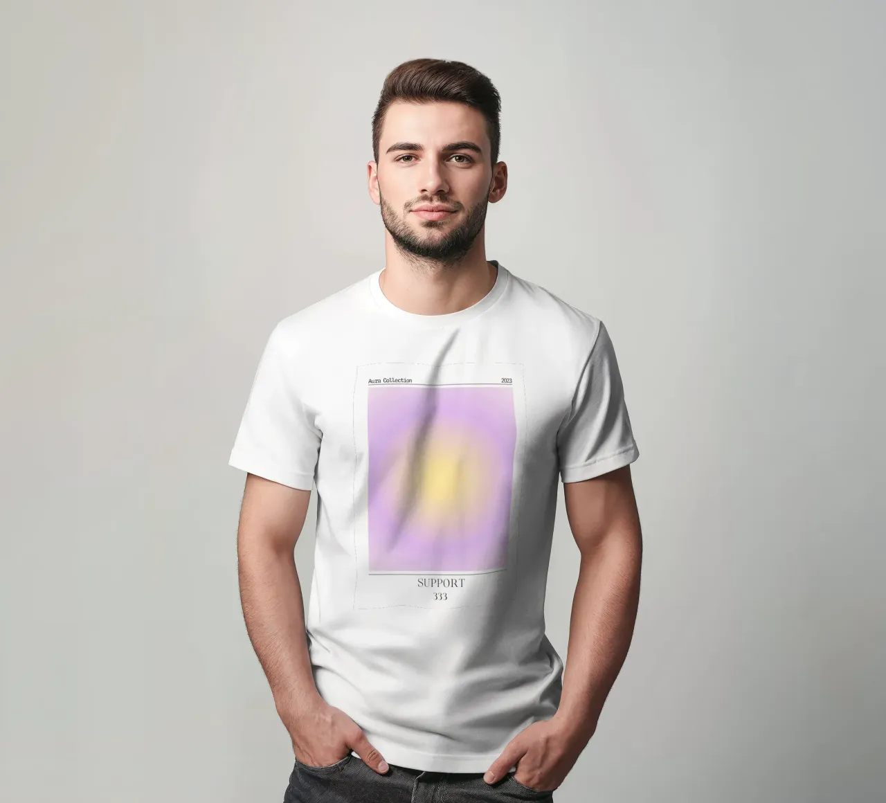 Collezione Aura 2023 - Supporto 333 Giallo Viola Gradiente t-shirt da homdeco