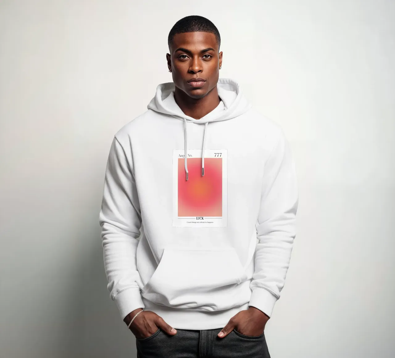 Angelo Numero 777 Aura Gradient Print - Fortuna e positività felpa con cappuccio da homdeco