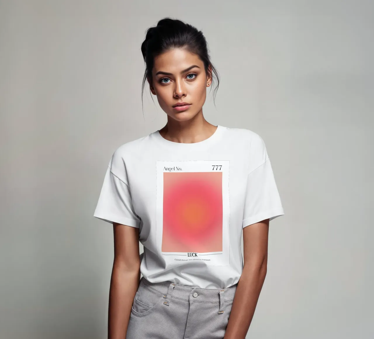 Angel Number 777 Aura Gradient Print - Luck & Positivity t-shirt by homdeco