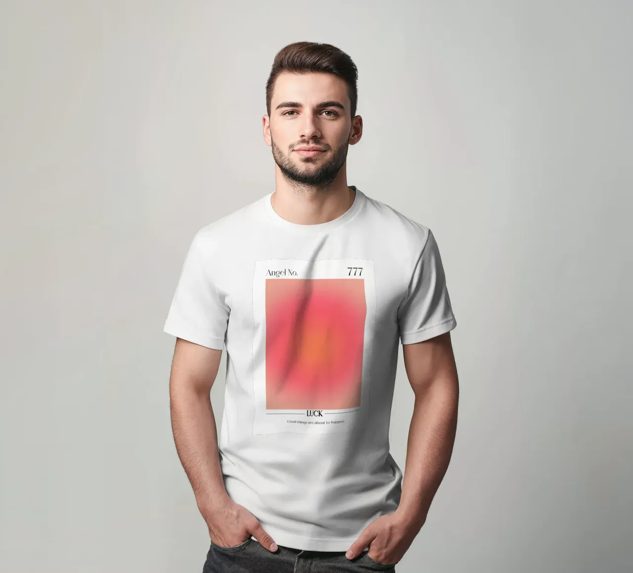 Angel Number 777 Aura Gradient Print - Luck & Positivity t-shirt by homdeco