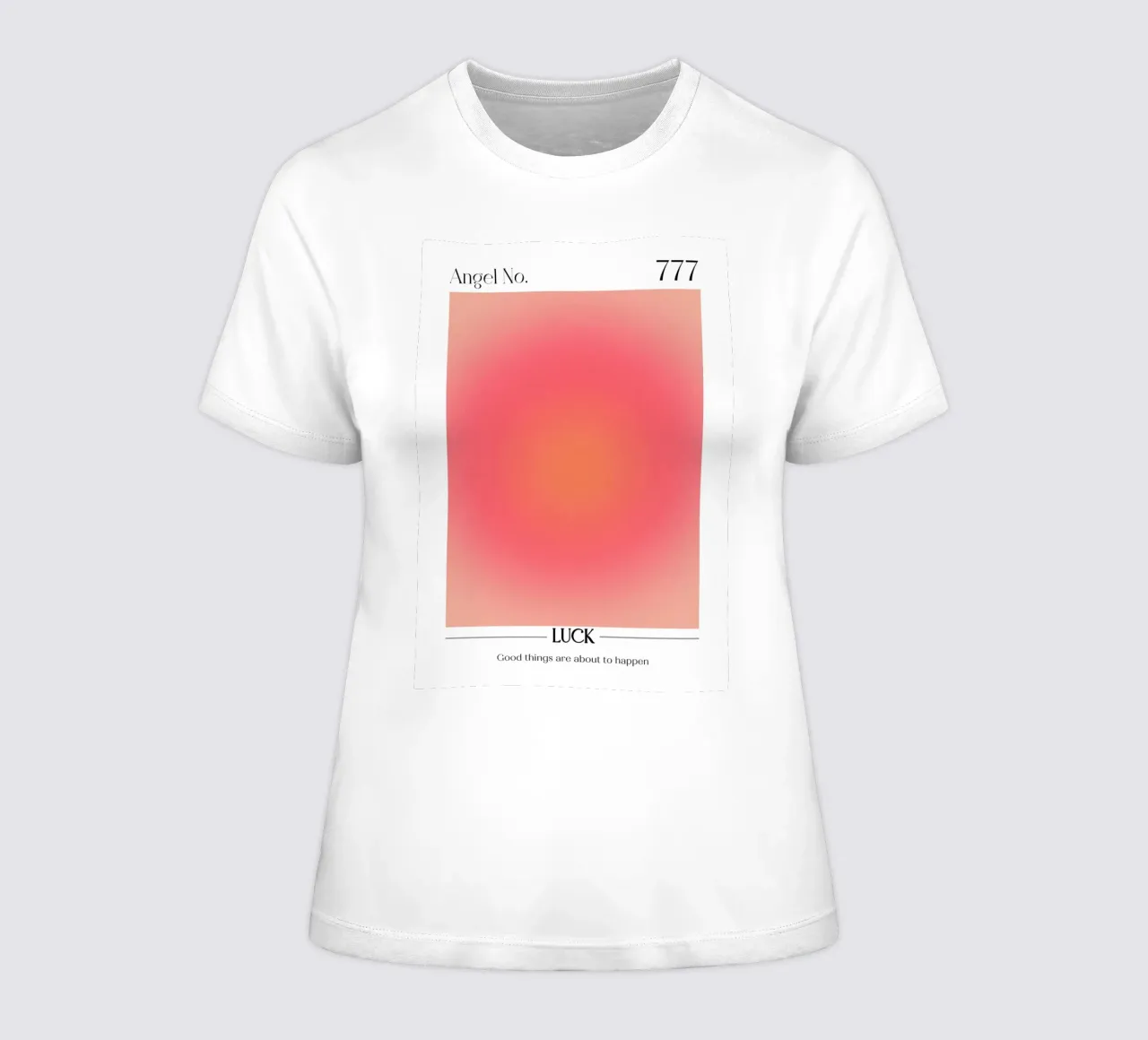 Angelo Numero 777 Aura Gradient Print - Fortuna e positività t-shirt da donna da homdeco