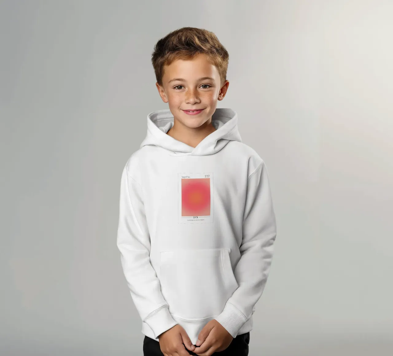 Angelo Numero 777 Aura Gradient Print - Fortuna e positività felpa bambino con cappuccio da homdeco