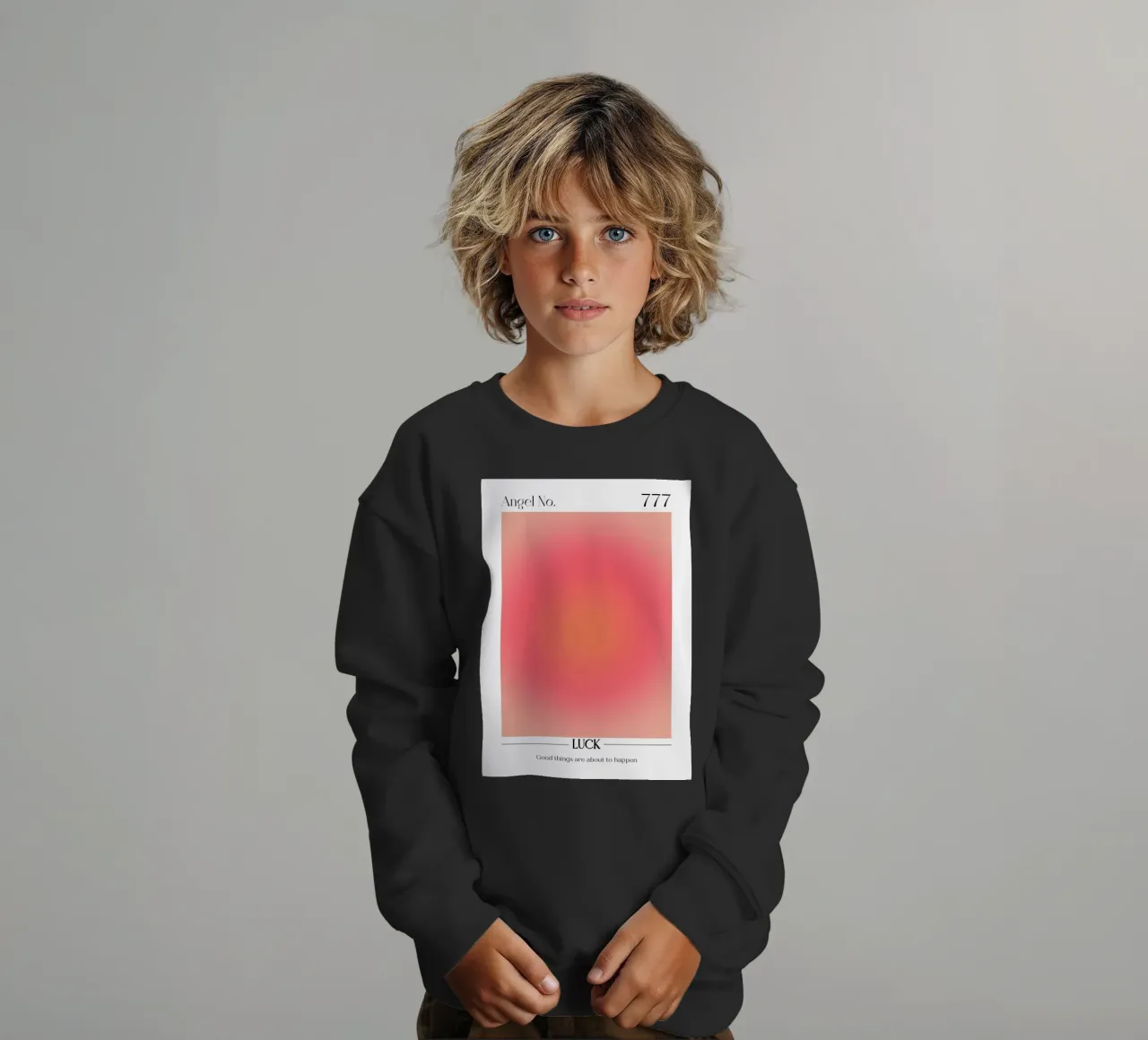 Angelo Numero 777 Aura Gradient Print - Fortuna e positività felpa bambino da homdeco