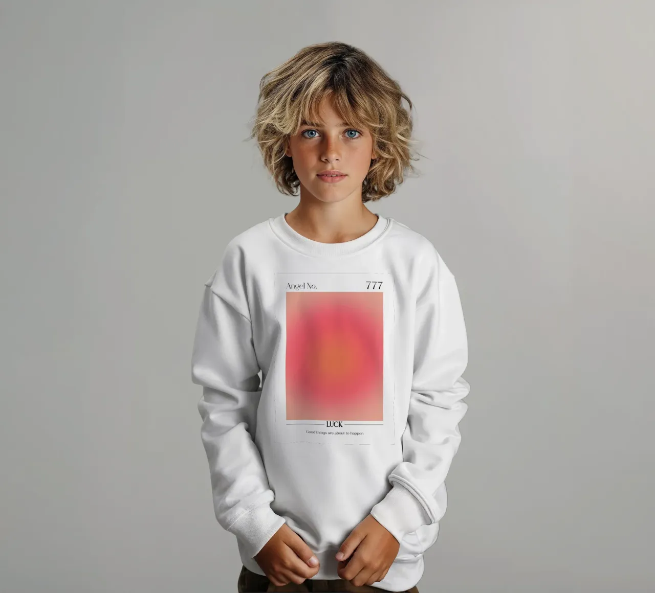 Angelo Numero 777 Aura Gradient Print - Fortuna e positività felpa bambino da homdeco