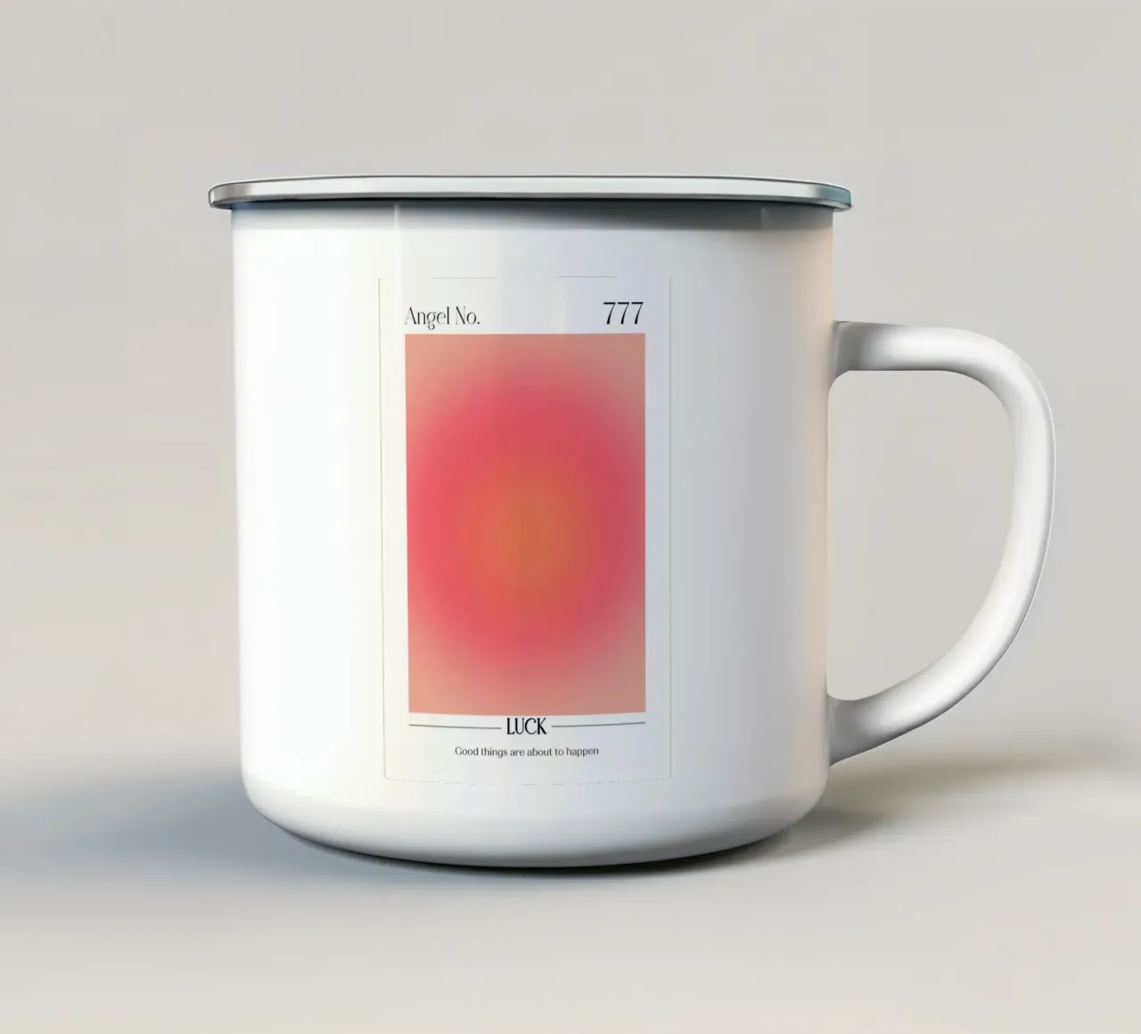Angelo Numero 777 Aura Gradient Print - Fortuna e positività tazza in smalto da homdeco