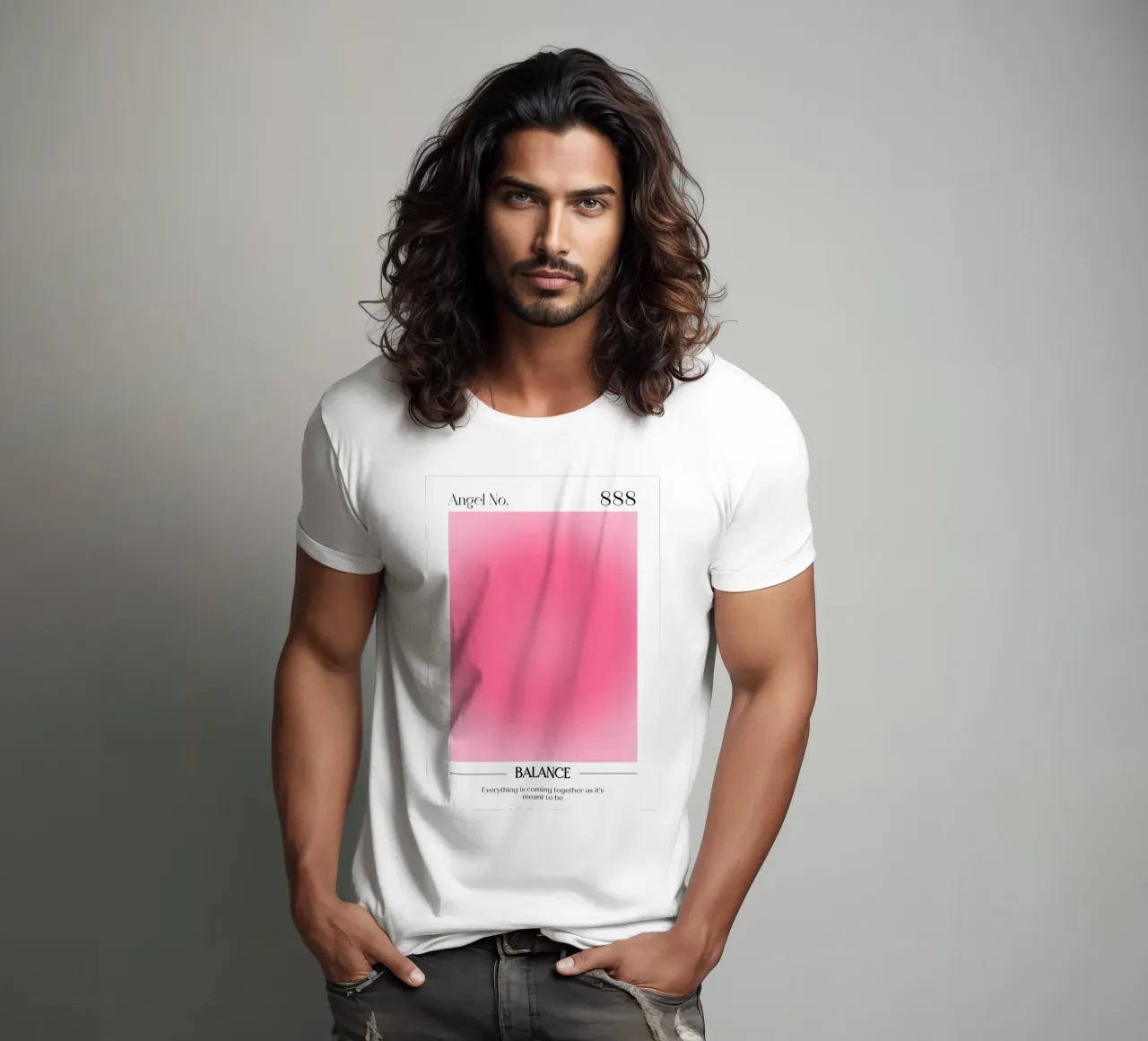 Angelo Numero 888 Aura Gradient Print - Equilibrio e flusso t-shirt da homdeco