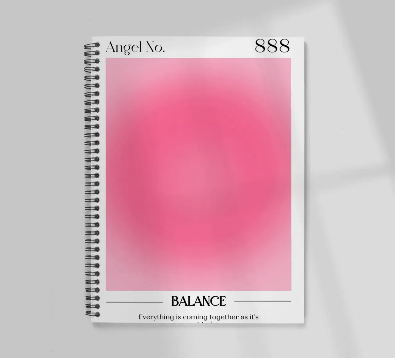 Angel Number 888 Aura Gradient Print - Balance & Flow spiral notebook by homdeco