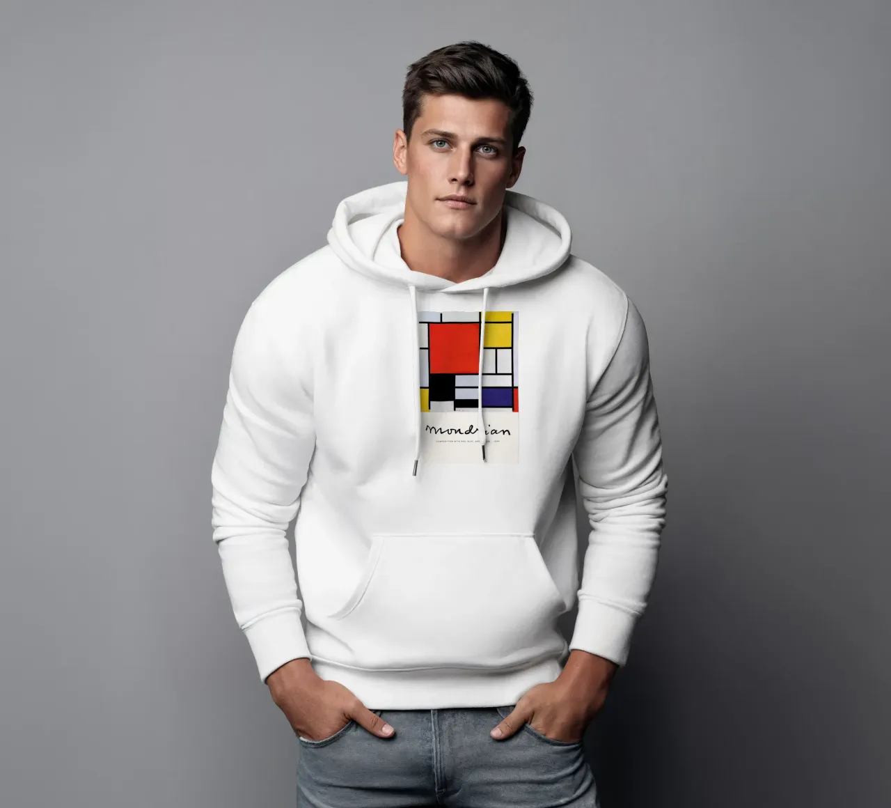 Mondrian - Signed Composition 5 felpa con cappuccio da Vintage by JUNIQE