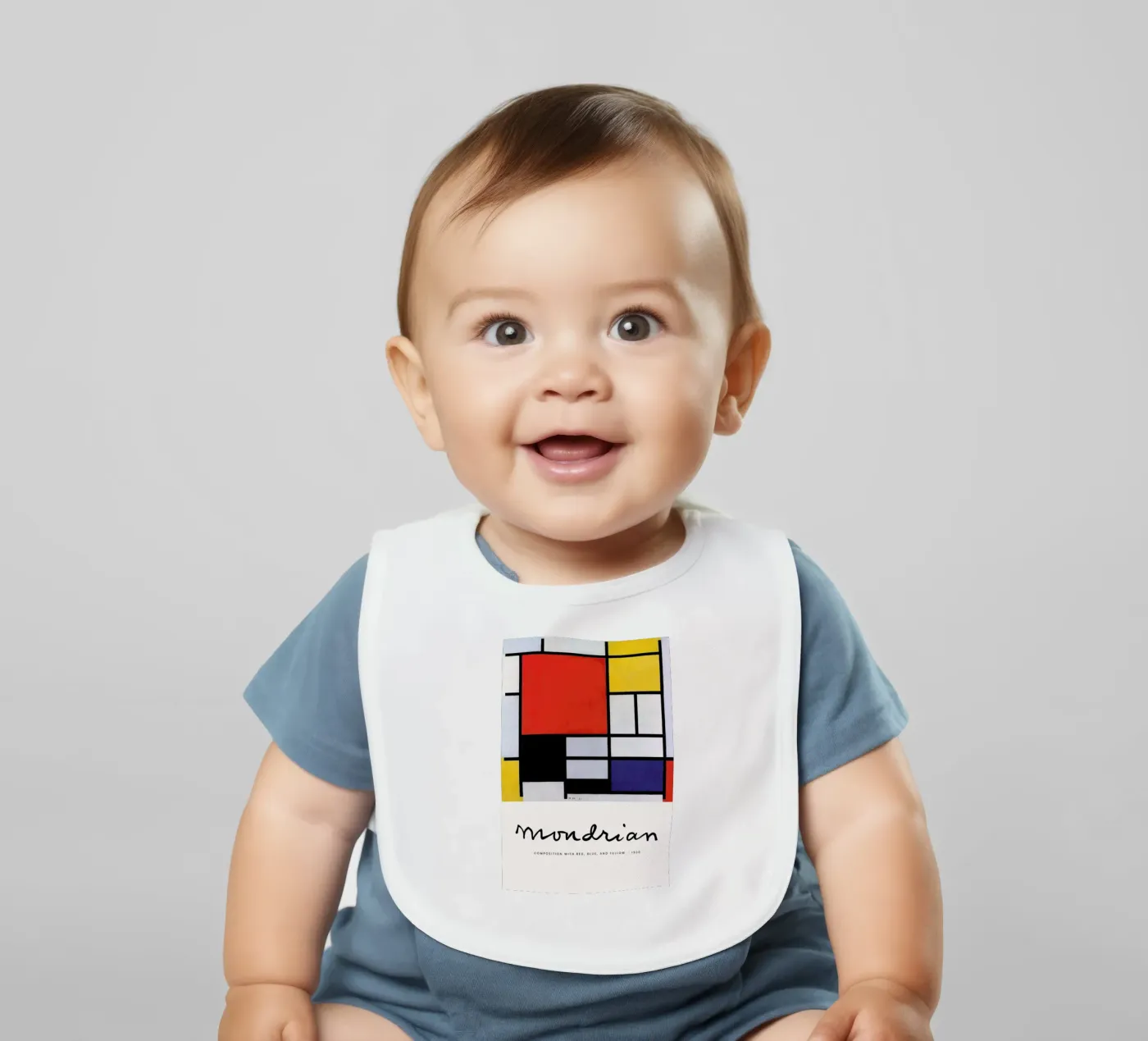 Mondrian - Signed Composition 5 baby slabbetje van Vintage by JUNIQE