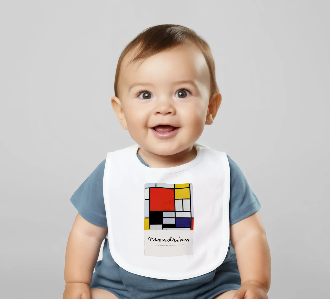 Mondrian - Signed Composition 5 baby slabbetje van Vintage by JUNIQE