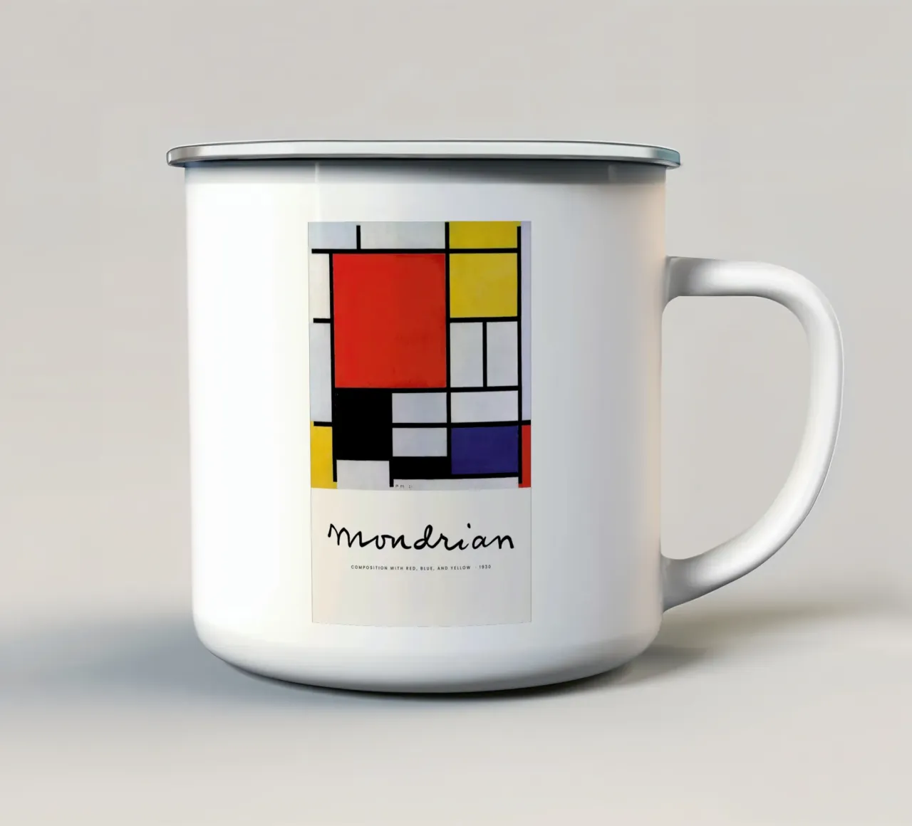 Mondrian - Signed Composition 5 tazza in smalto da Vintage by JUNIQE