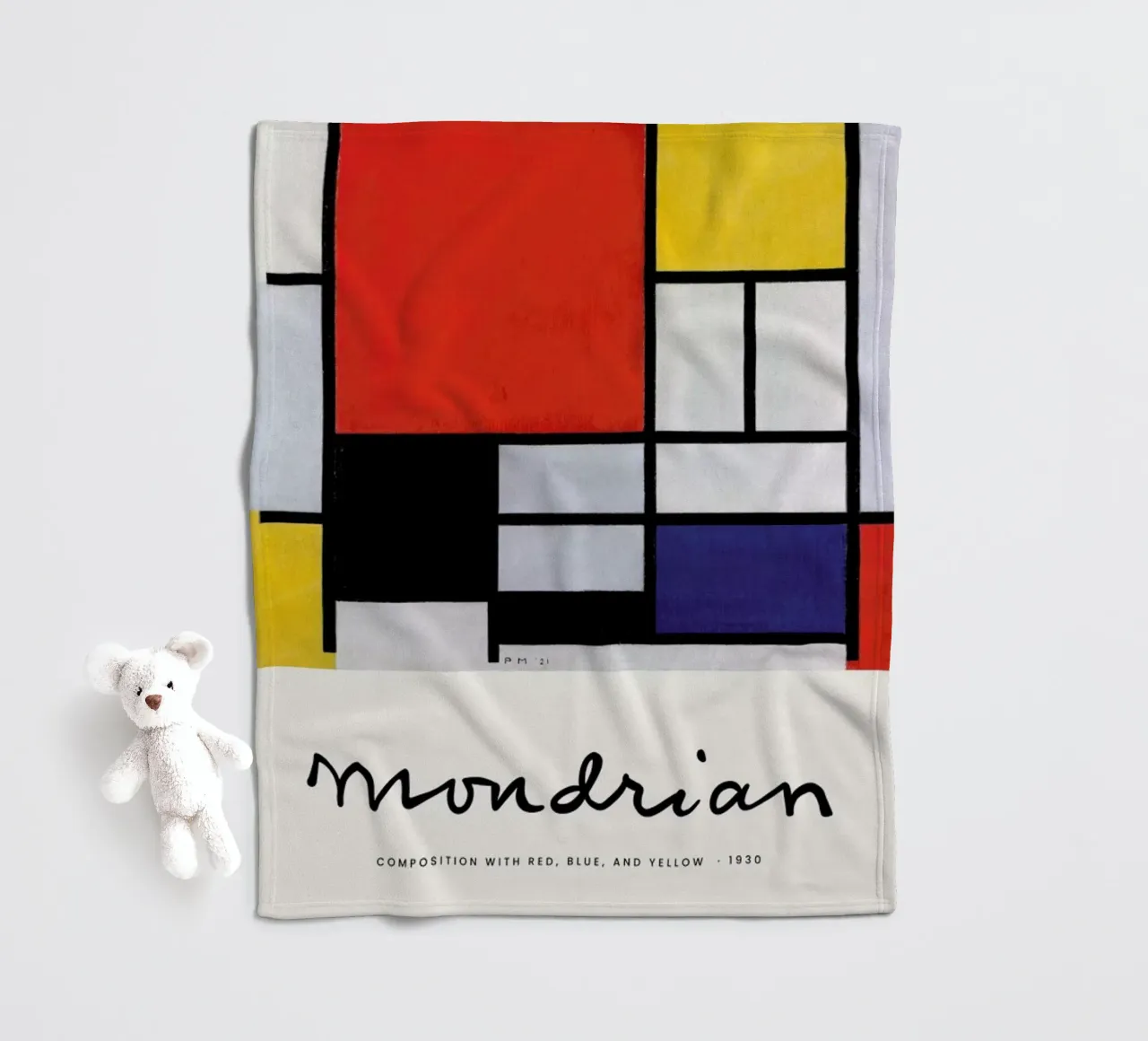 Mondrian - Signed Composition 5 coperta in pile da Vintage by JUNIQE