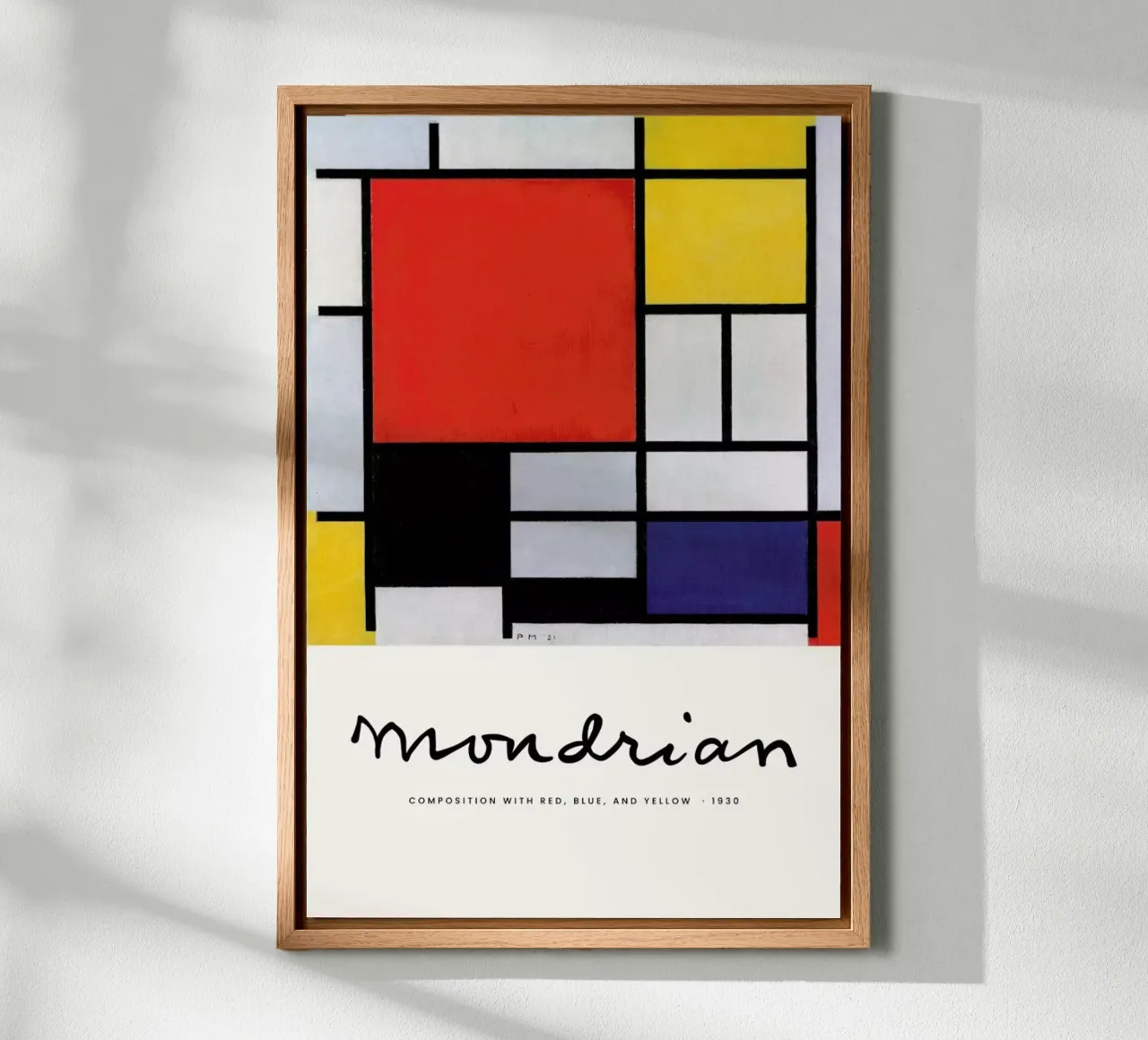 Mondrian - Signed Composition 5 tela con Cornice a cassetta da Vintage by JUNIQE