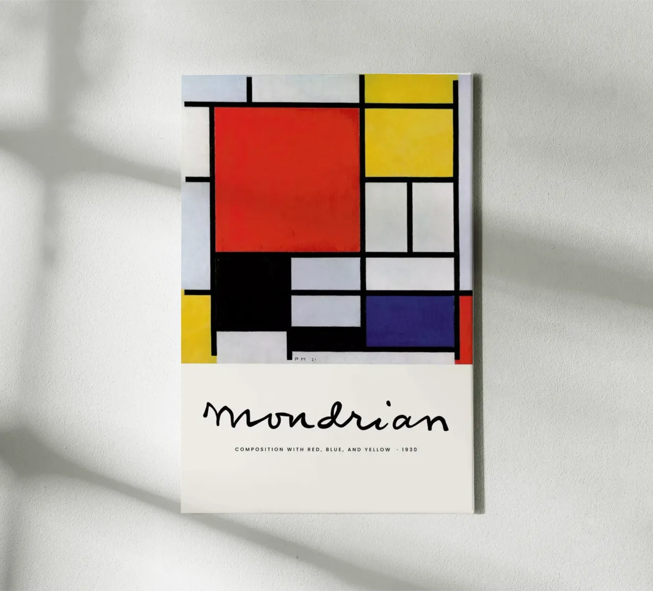 Mondrian - Signed Composition 5 tela con Cornice a cassetta da Vintage by JUNIQE