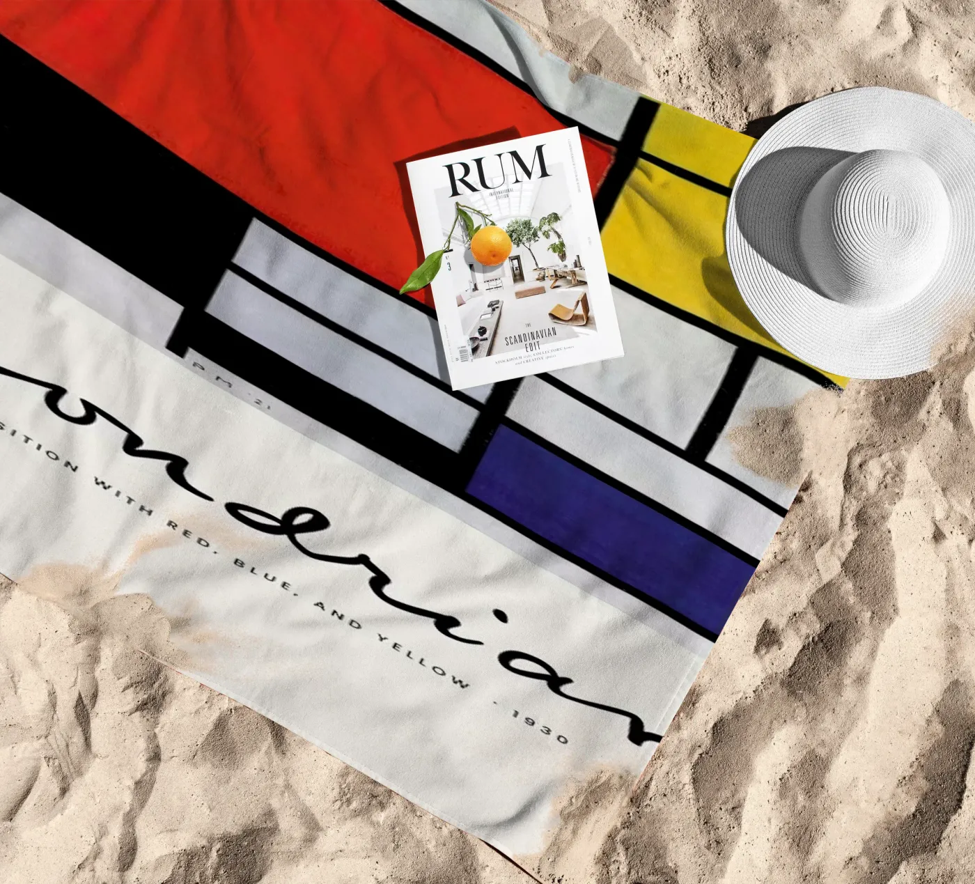 Mondrian - Signed Composition 5 telo mare da Vintage by JUNIQE