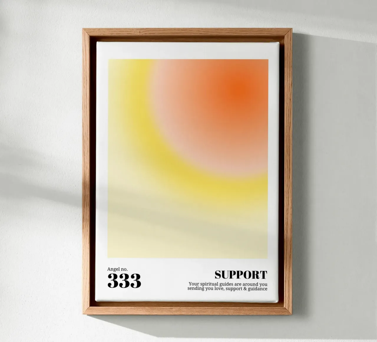 Angel No. 333 Support Aura Print - Warm Gradient Art canvas with Floater frame by homdeco