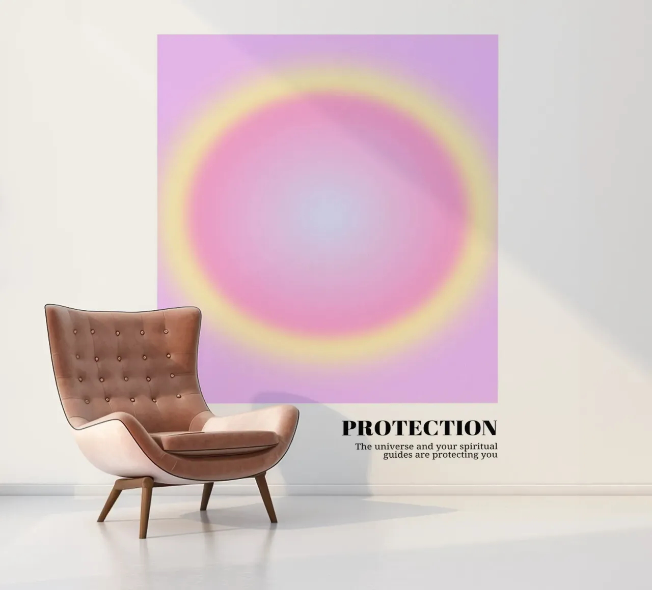 Engel Nr. 444 Schutz-Aura-Druck - Rosa-Gelb-Gradient Fototapete von homdeco