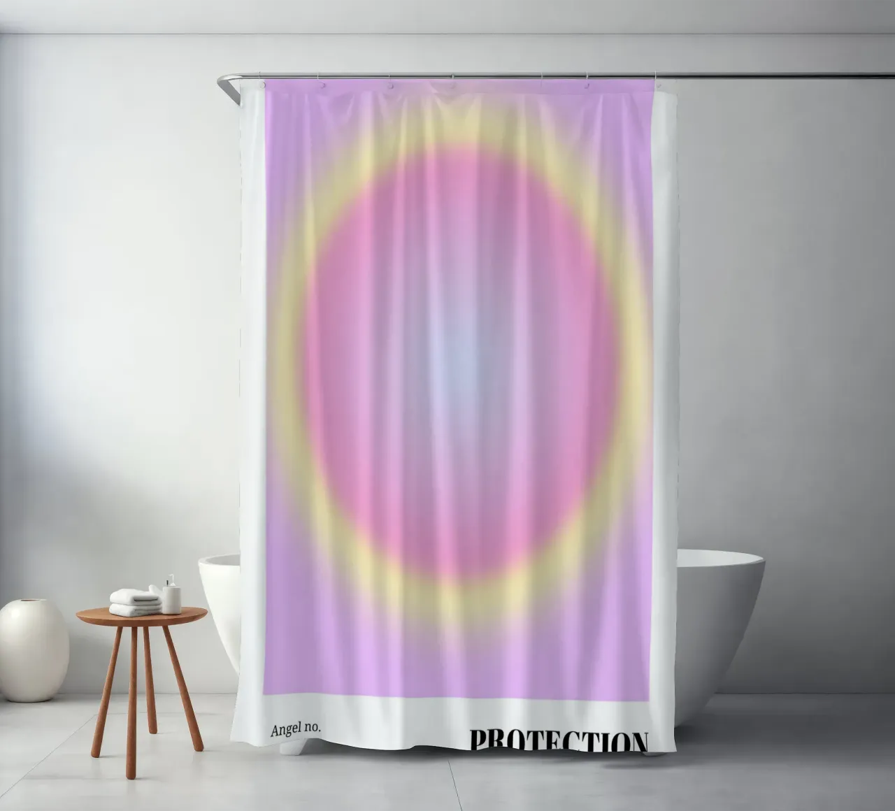Angel No. 444 Protection Aura Print - Pink Yellow Gradient shower curtain by homdeco
