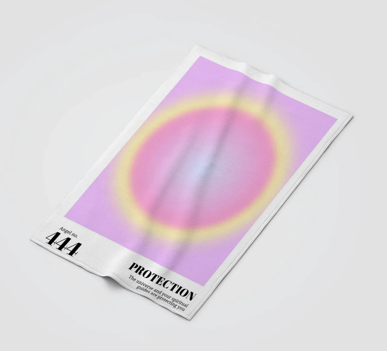 Engel Nr. 444 Bescherming Aura Print - Roze Geel Kleurverloop fleecedeken van homdeco