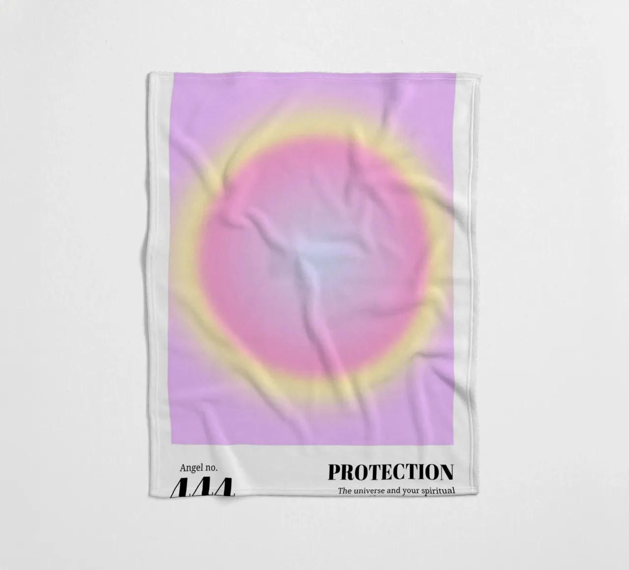 Engel Nr. 444 Bescherming Aura Print - Roze Geel Kleurverloop fleecedeken van homdeco