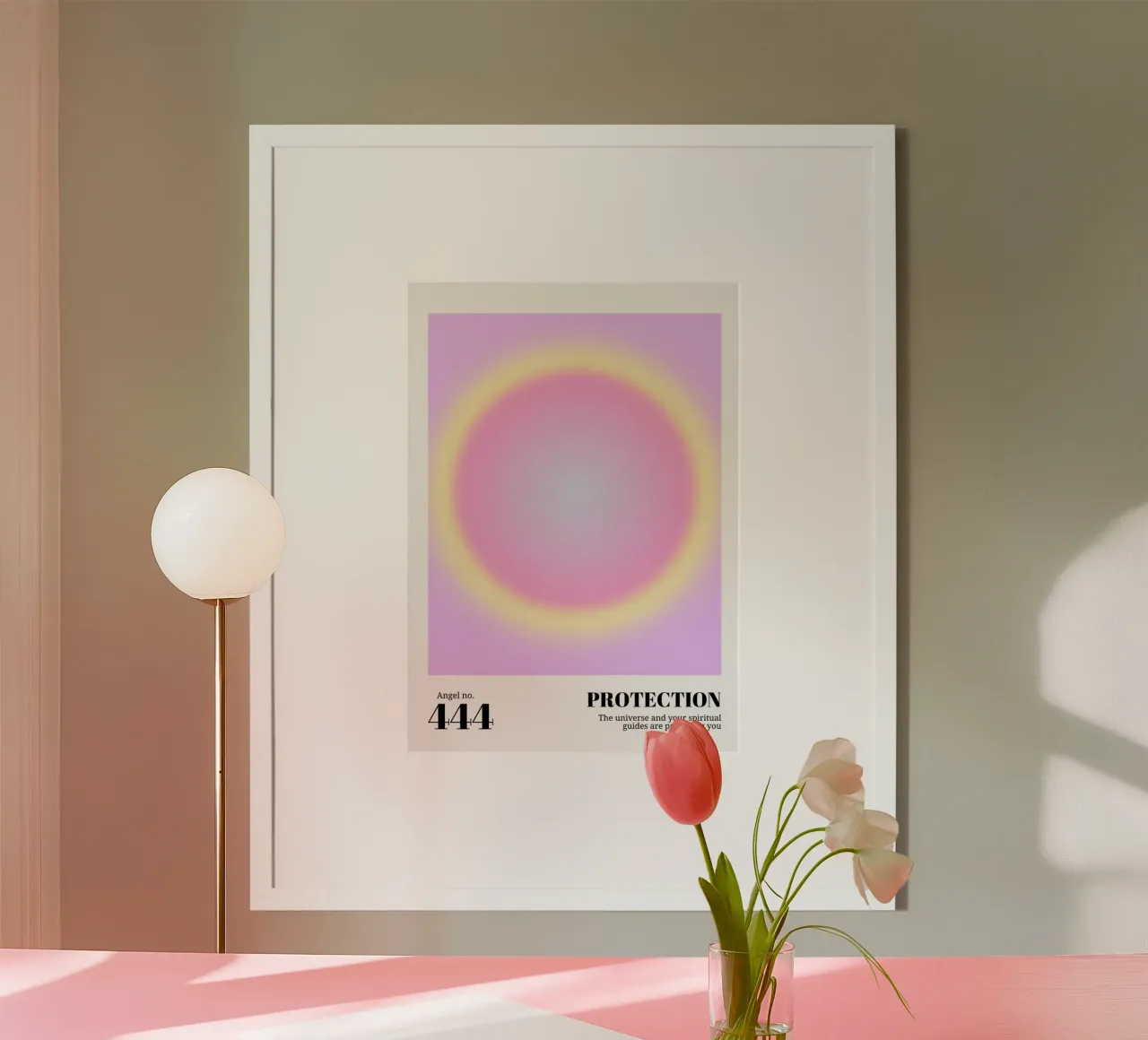 Angel No. 444 Protection Aura Print - Rose Jaune Gradient hahnemühle de homdeco